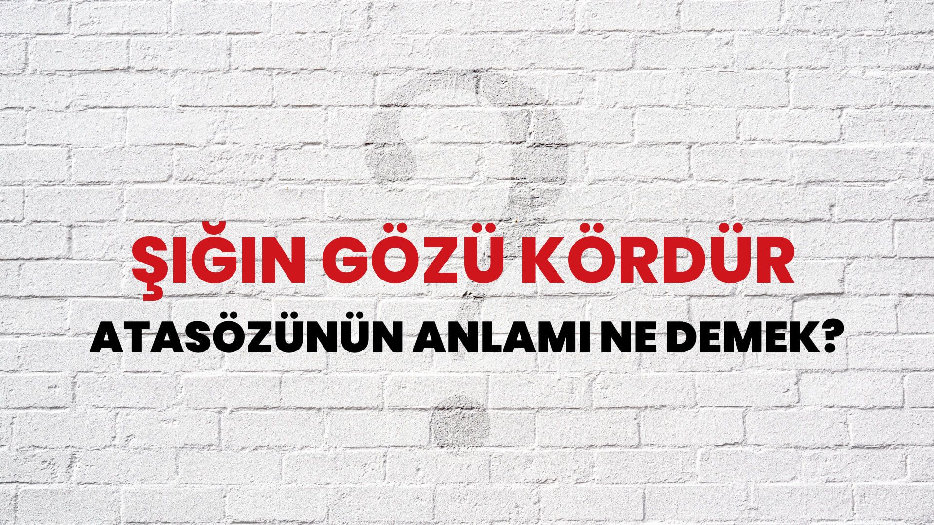 Şığın gözü kördür Atasözünün Anlamı Ne Demek?