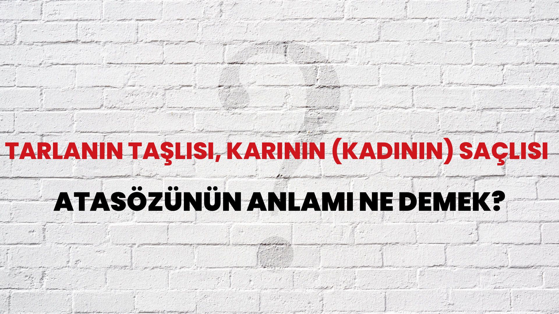 Tarlanın taşlısı, karının (kadının) saçlısı Atasözünün Anlamı Ne Demek?