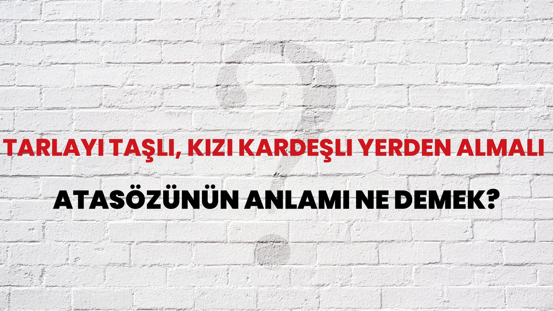 Tarlayı taşlı, kızı kardeşli yerden almalı Atasözünün Anlamı Ne Demek?
