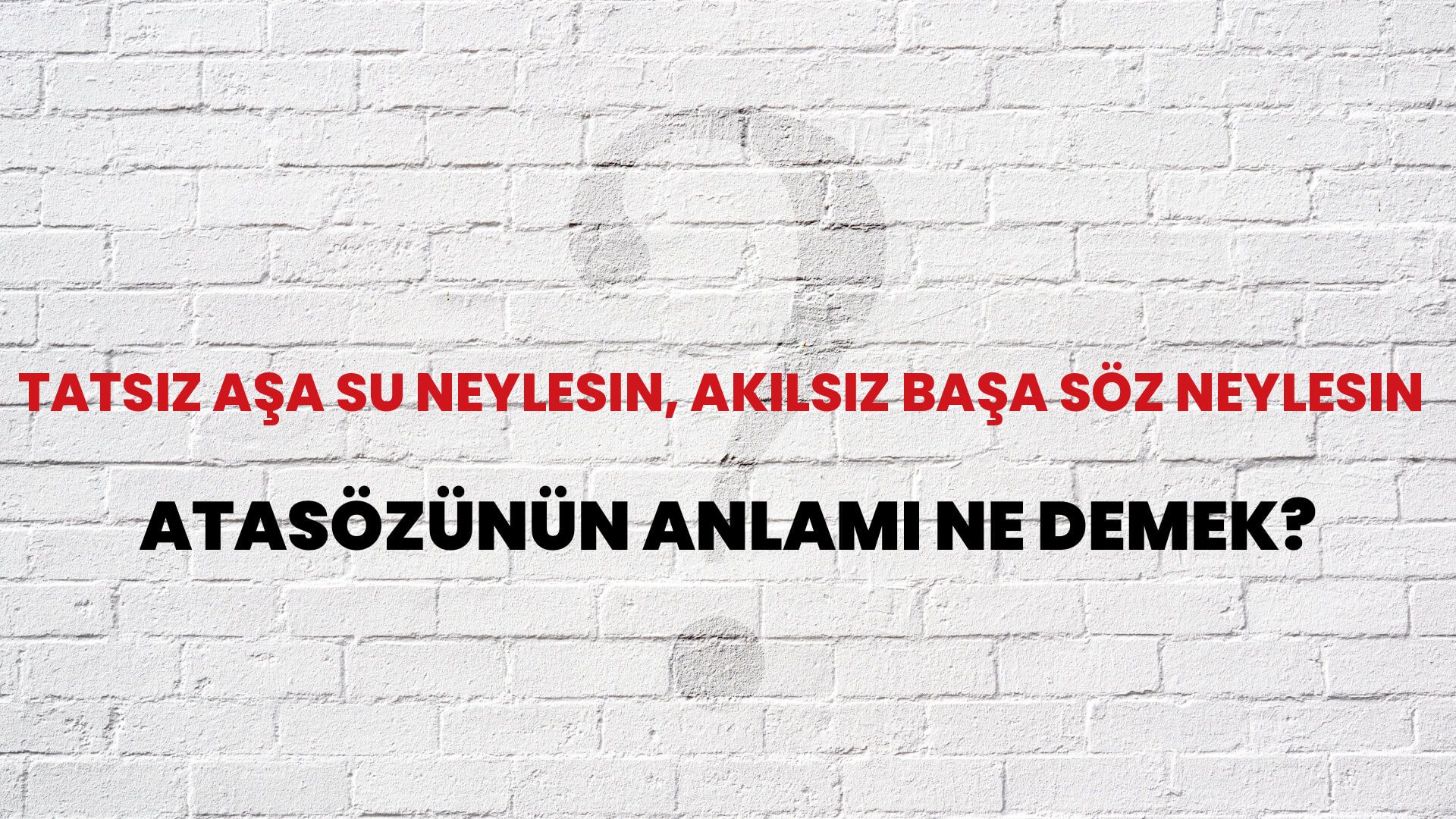 Tatsız aşa su neylesin, akılsız başa söz neylesin Atasözünün Anlamı Ne Demek?