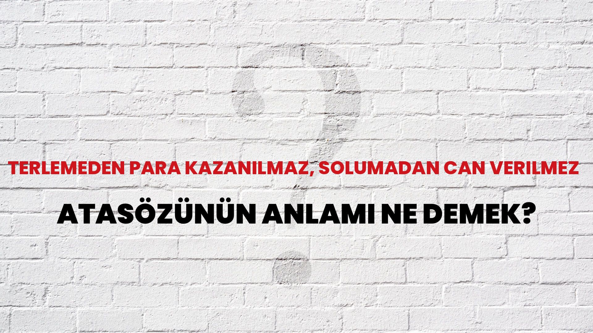 Terlemeden para kazanılmaz, solumadan can verilmez Atasözünün Anlamı Ne Demek?