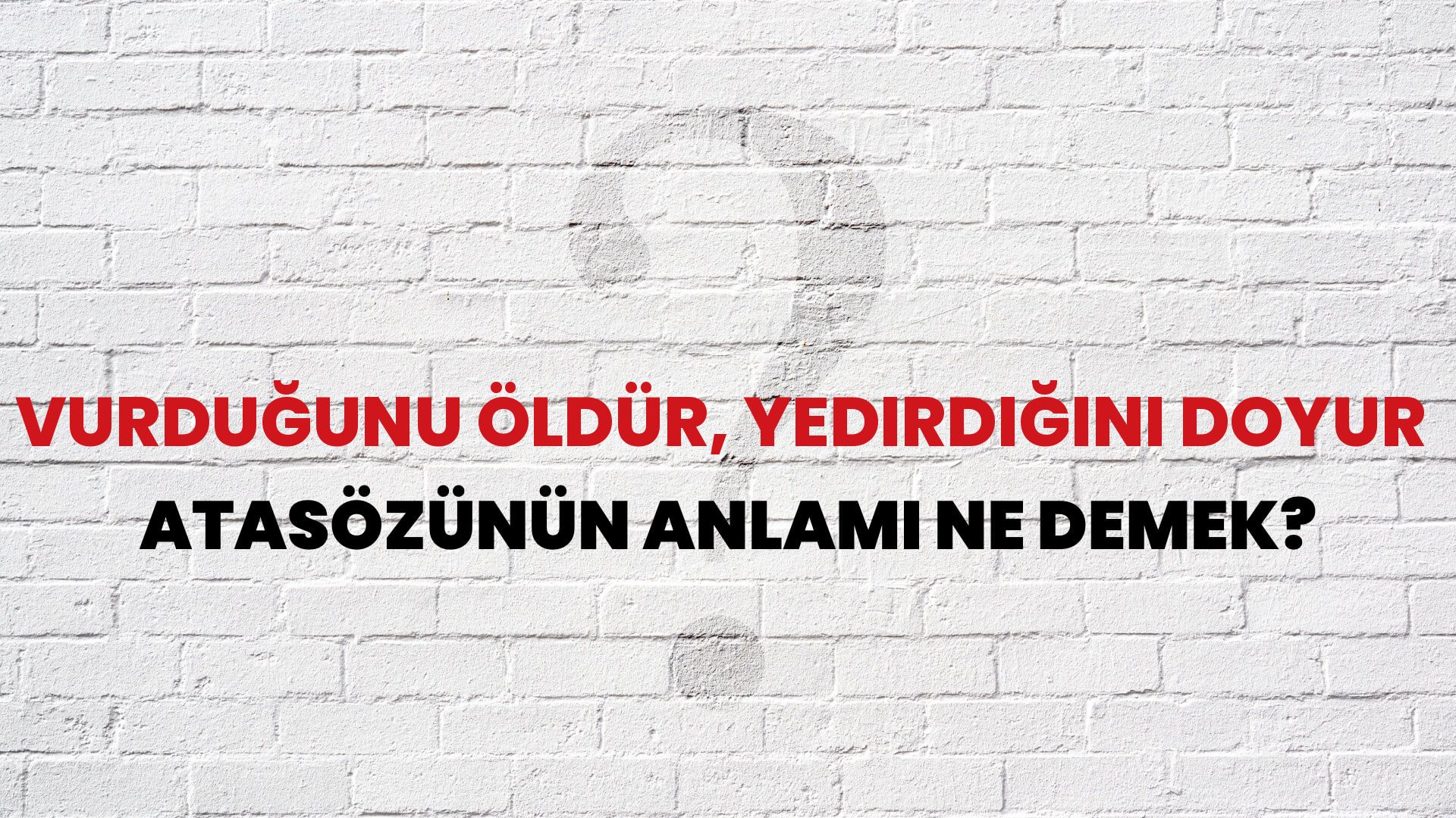 Vurduğunu öldür, yedirdiğini doyur Atasözünün Anlamı Ne Demek?