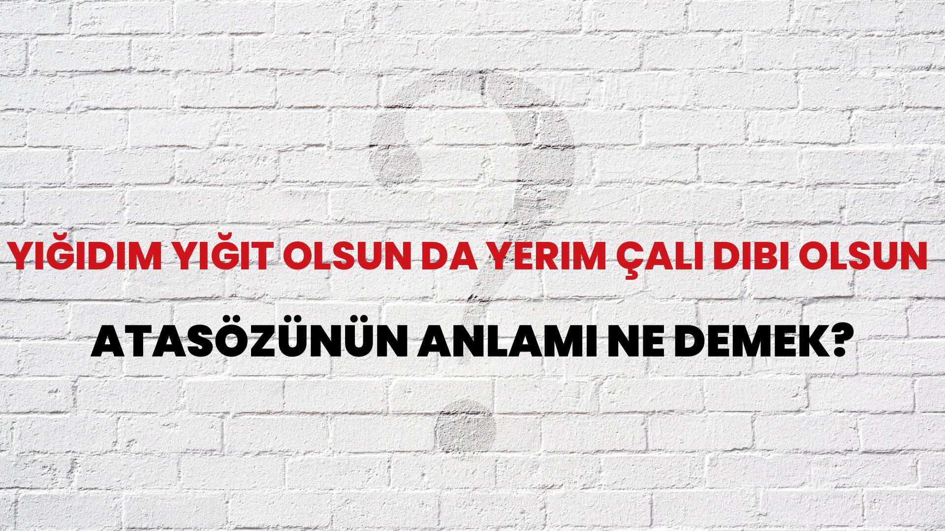 Yiğidim yiğit olsun da yerim çalı dibi olsun Atasözünün Anlamı Ne Demek?