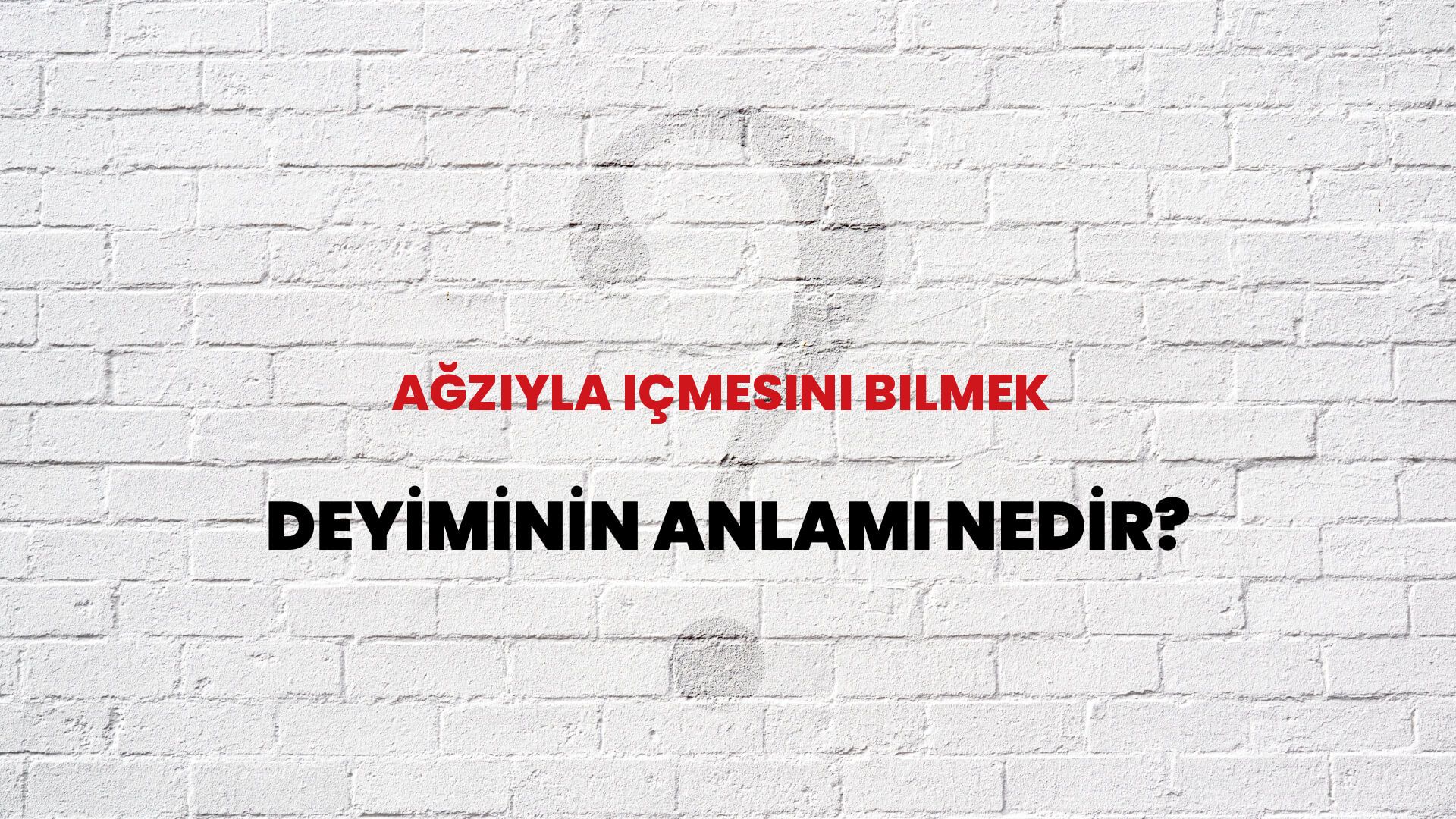 Ağzıyla Içmesini Bilmek Deyiminin Anlamı Nedir?