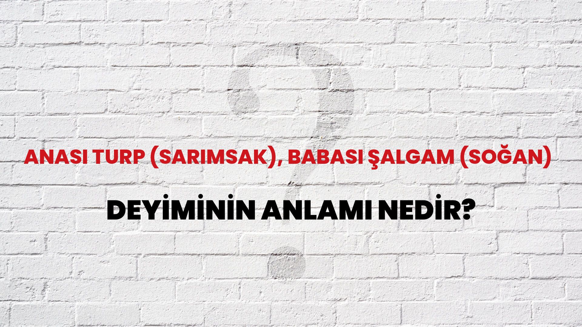 Anası Turp (Sarımsak), Babası Şalgam (Soğan) Deyiminin Anlamı Nedir?