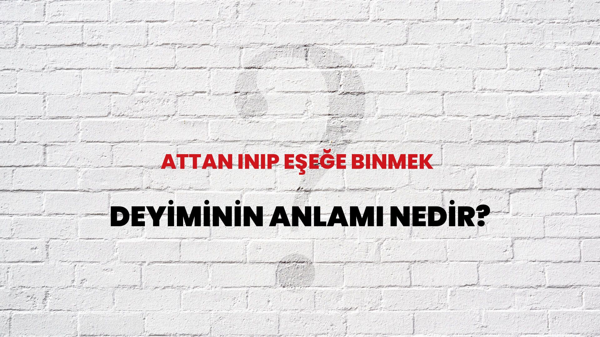 Attan Inip Eşeğe Binmek Deyiminin Anlamı Nedir?