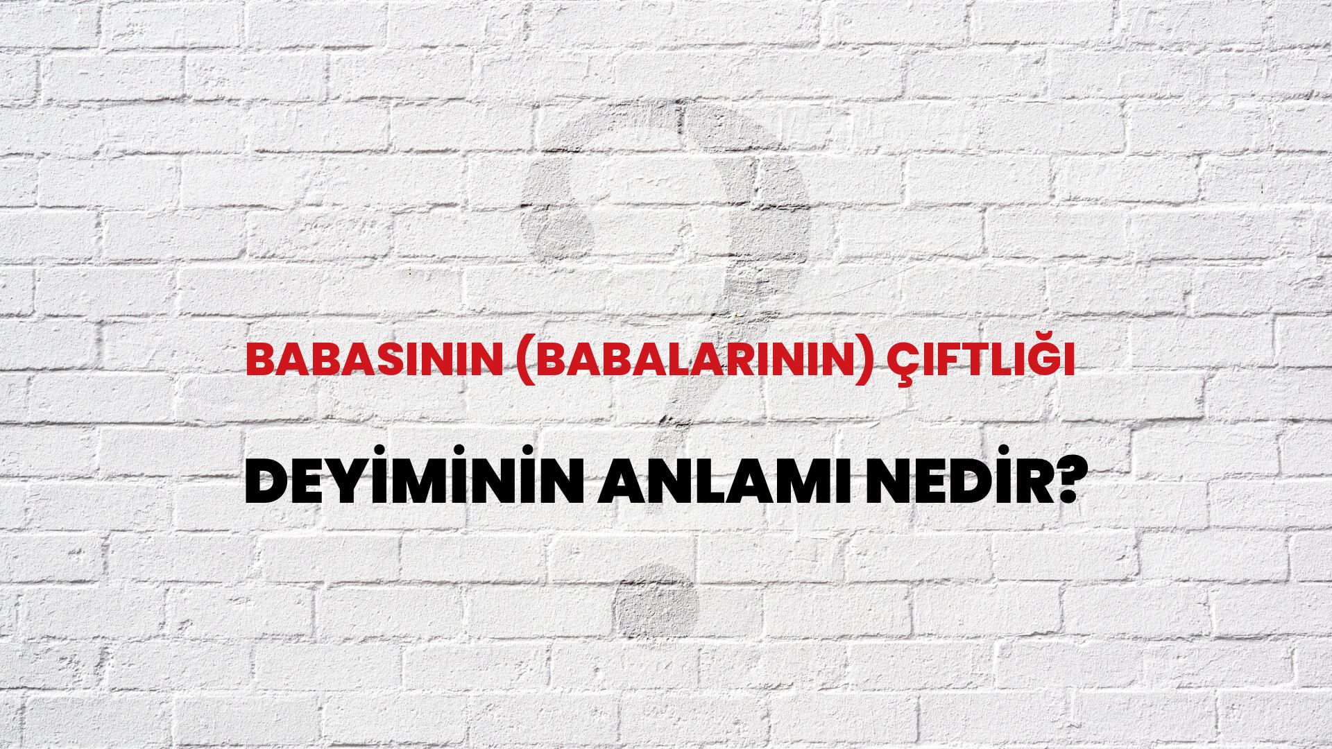 Babasının (Babalarının) Çiftliği Deyiminin Anlamı Nedir?