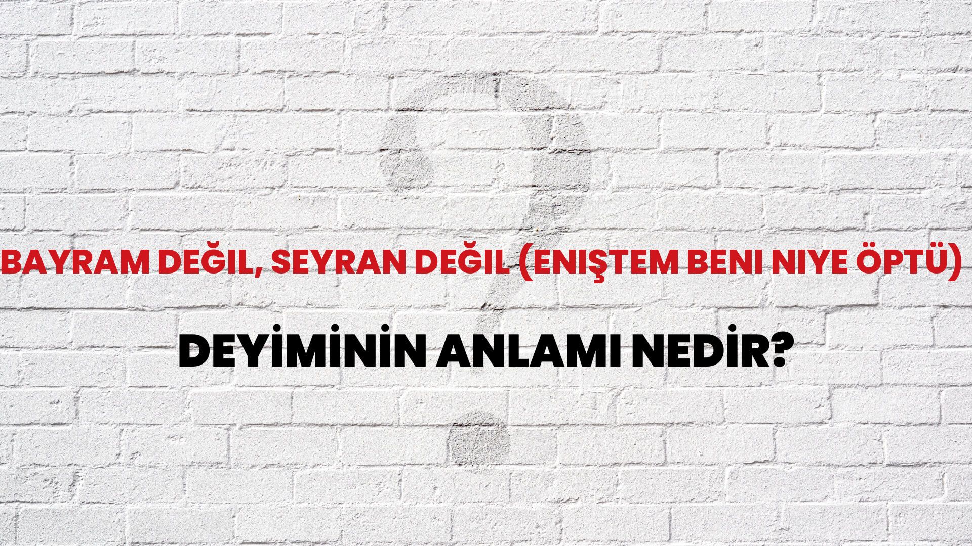 Bayram Değil, Seyran Değil (Eniştem Beni Niye Öptü) Deyiminin Anlamı Nedir?