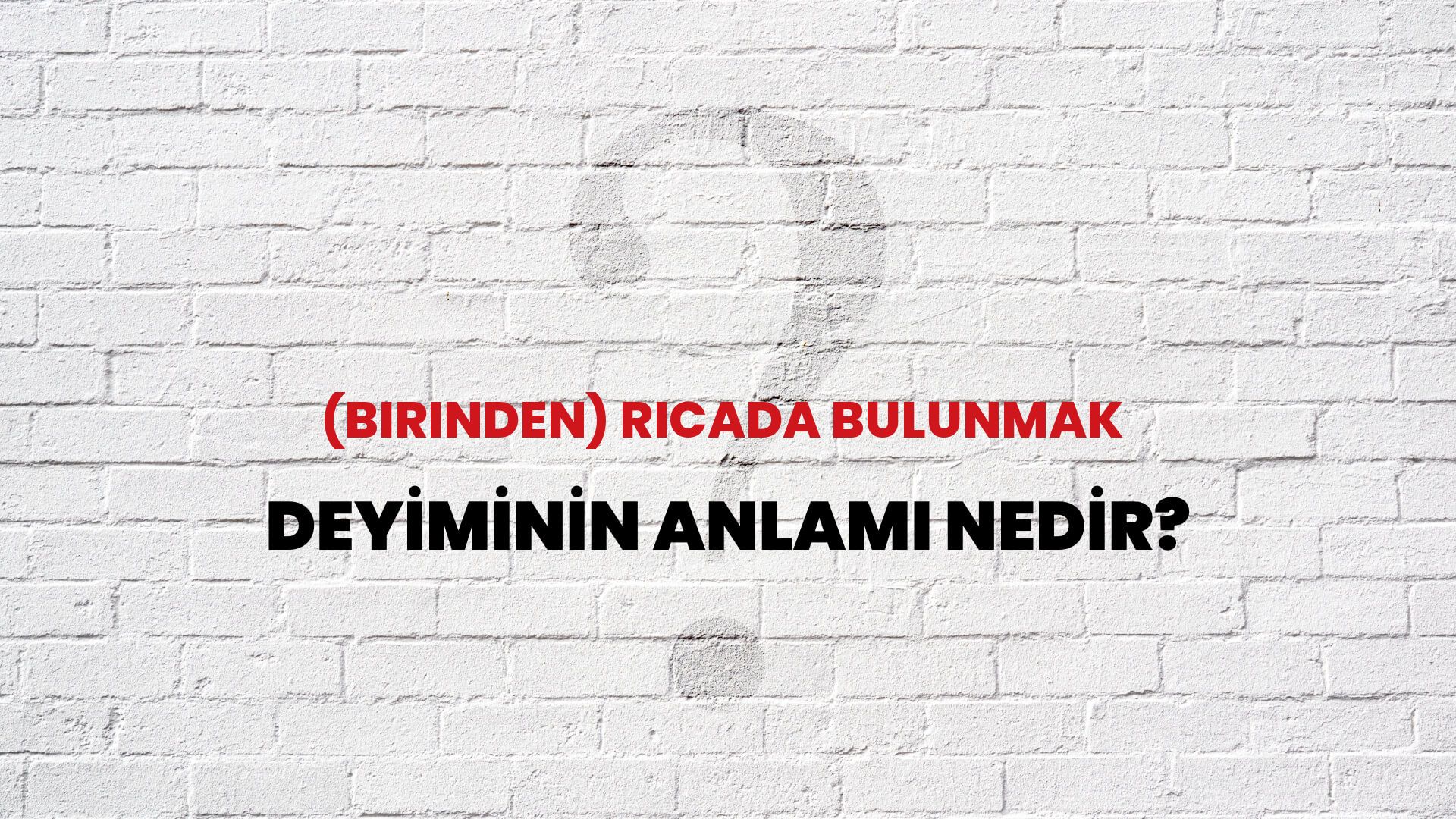 (Birinden) Ricada Bulunmak Deyiminin Anlamı Nedir?