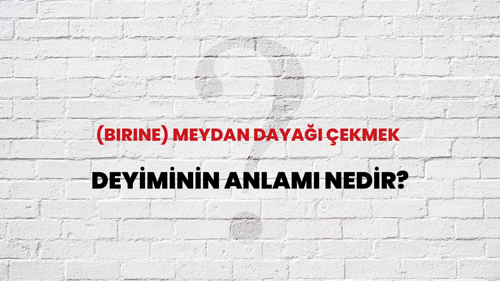 (Birine) Meydan Dayağı Çekmek Deyiminin Anlamı Nedir?