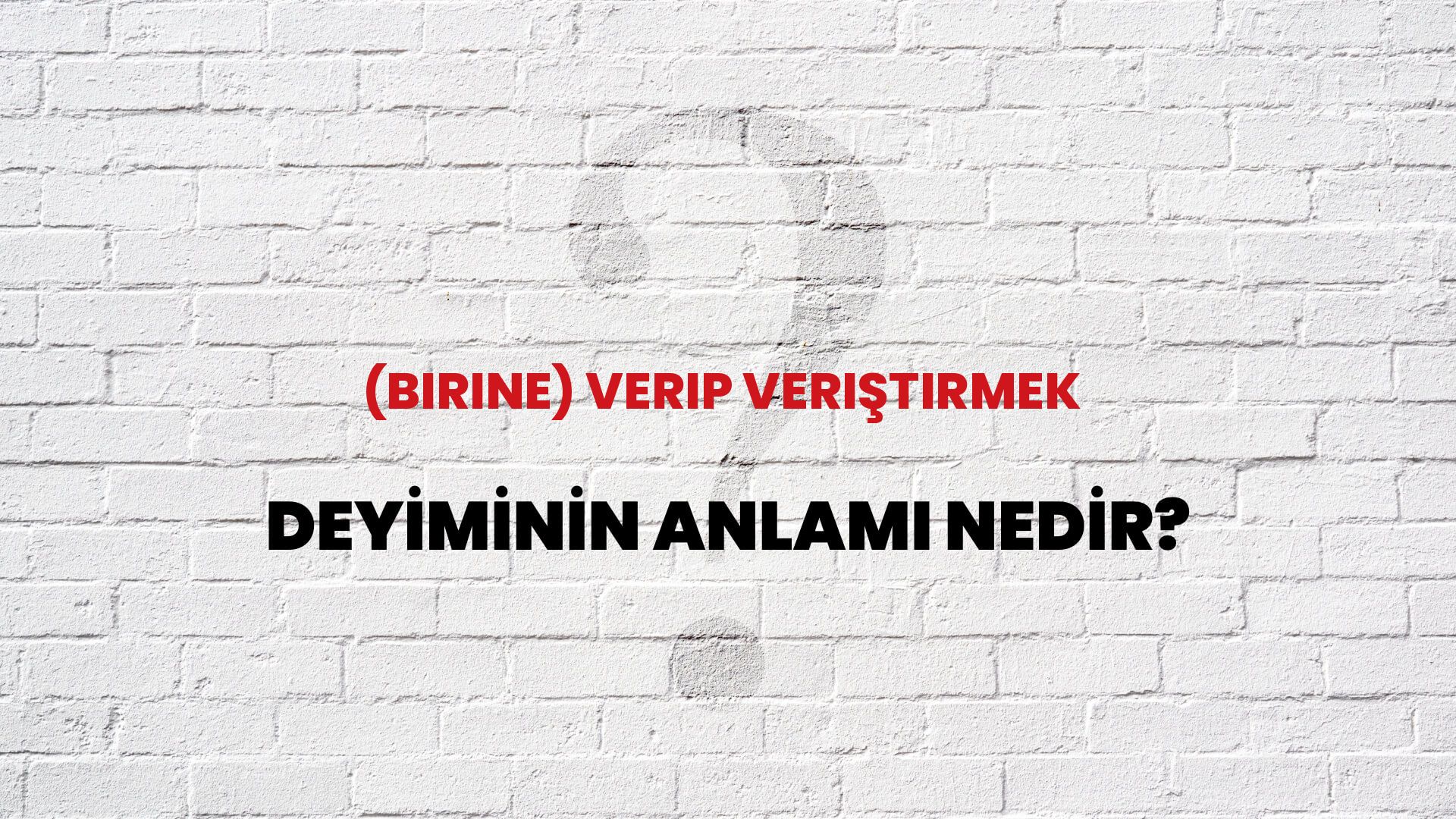 (Birine) Verip Veriştirmek Deyiminin Anlamı Nedir?