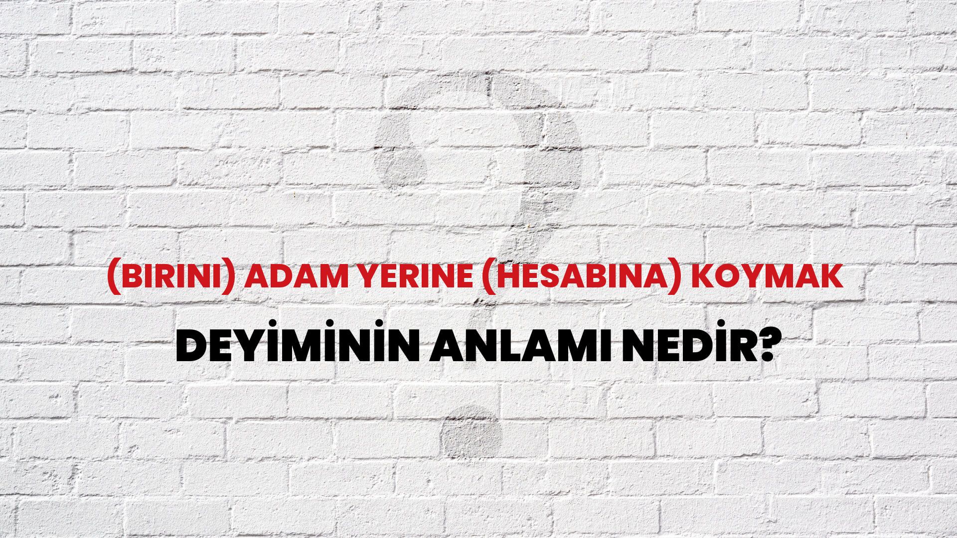 (Birini) Adam Yerine (Hesabına) Koymak Deyiminin Anlamı Nedir?