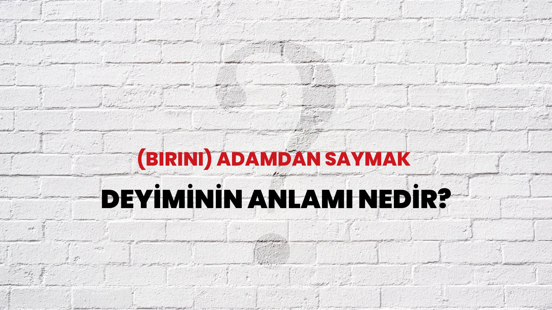 (Birini) Adamdan Saymak Deyiminin Anlamı Nedir?