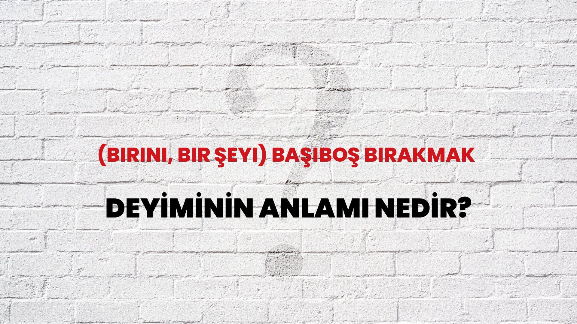 (Birini, Bir Şeyi) Başıboş Bırakmak Deyiminin Anlamı Nedir?