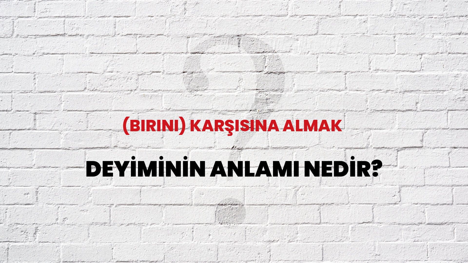 (Birini) Karşısına Almak Deyiminin Anlamı Nedir?
