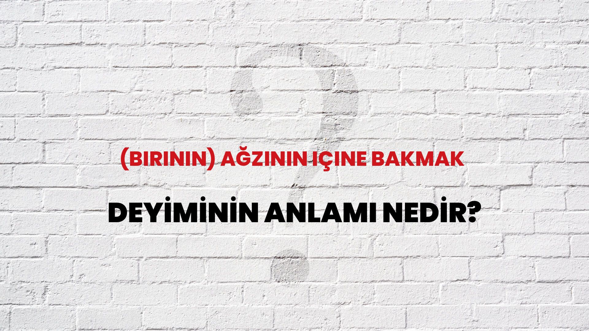 (Birinin) Ağzının Içine Bakmak Deyiminin Anlamı Nedir?
