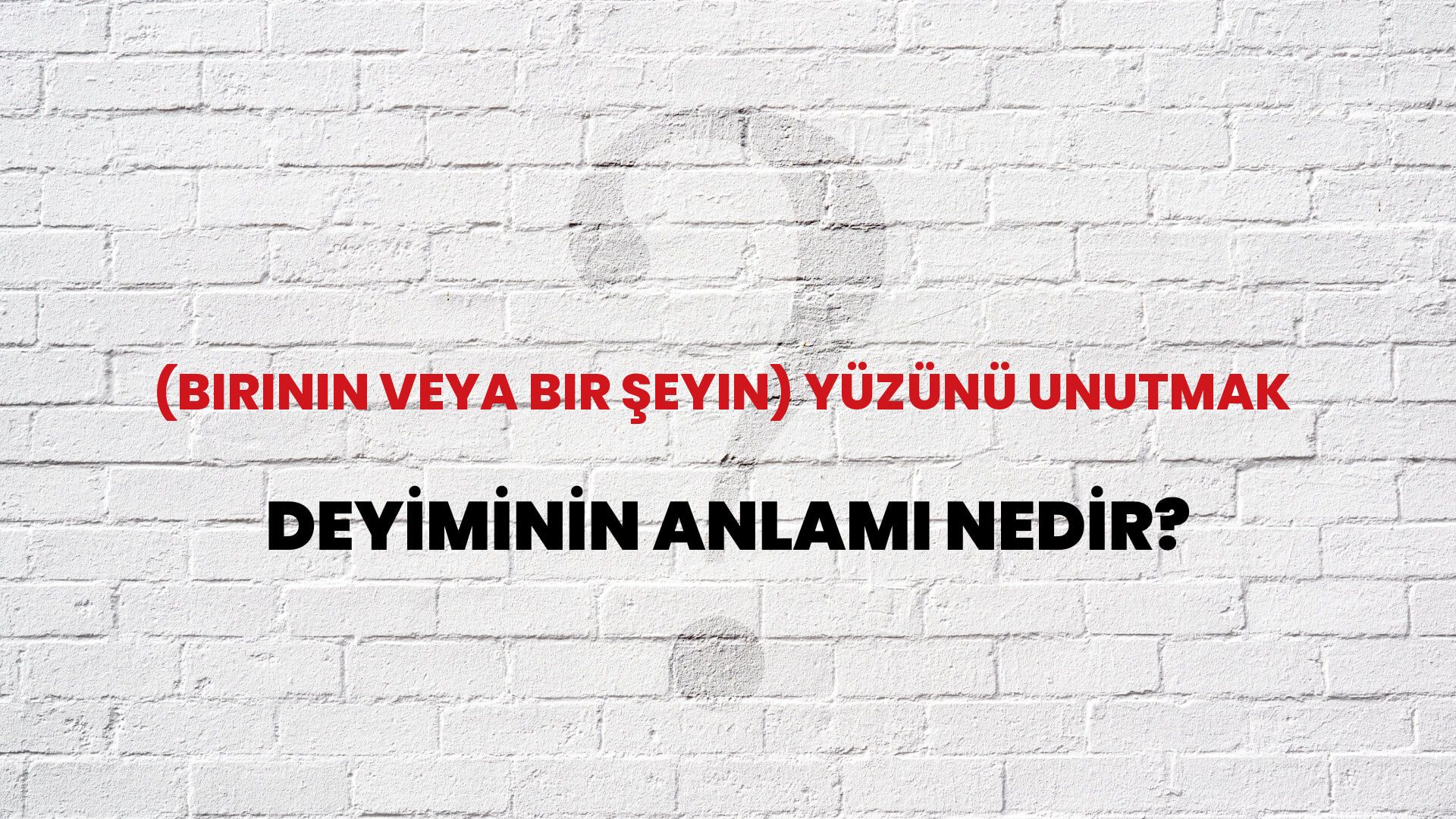 (Birinin Veya Bir Şeyin) Yüzünü Unutmak Deyiminin Anlamı Nedir?