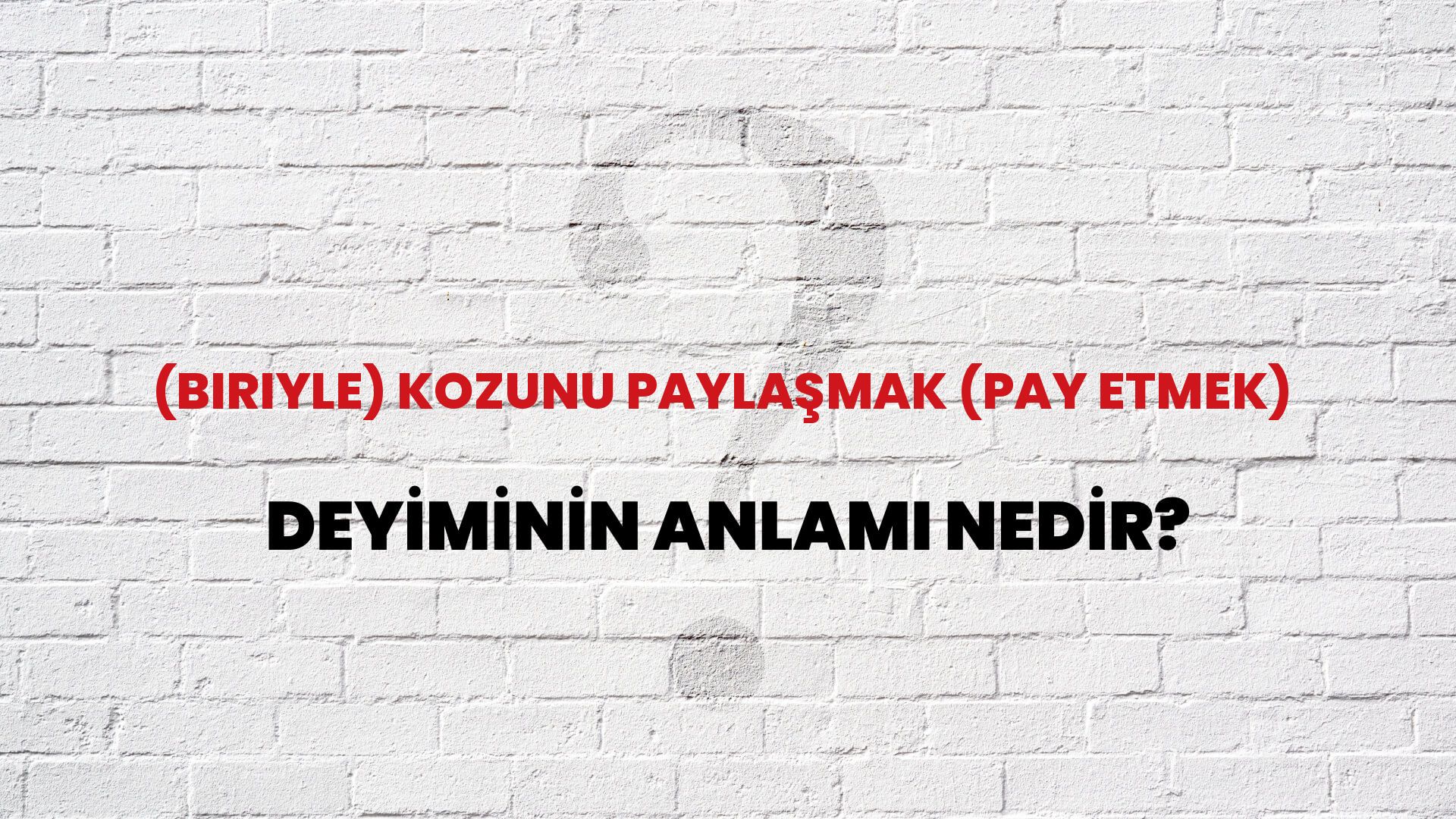 (Biriyle) Kozunu Paylaşmak (Pay Etmek) Deyiminin Anlamı Nedir?