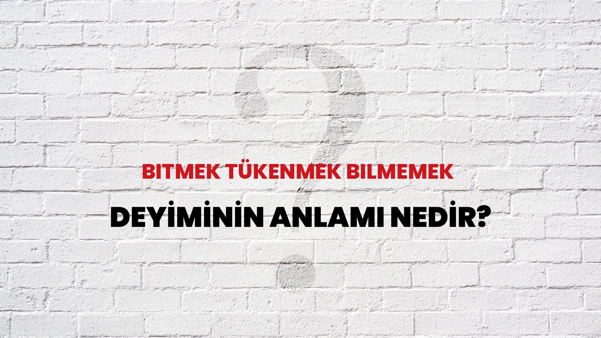 Bitmek Tükenmek Bilmemek Deyiminin Anlamı Nedir?