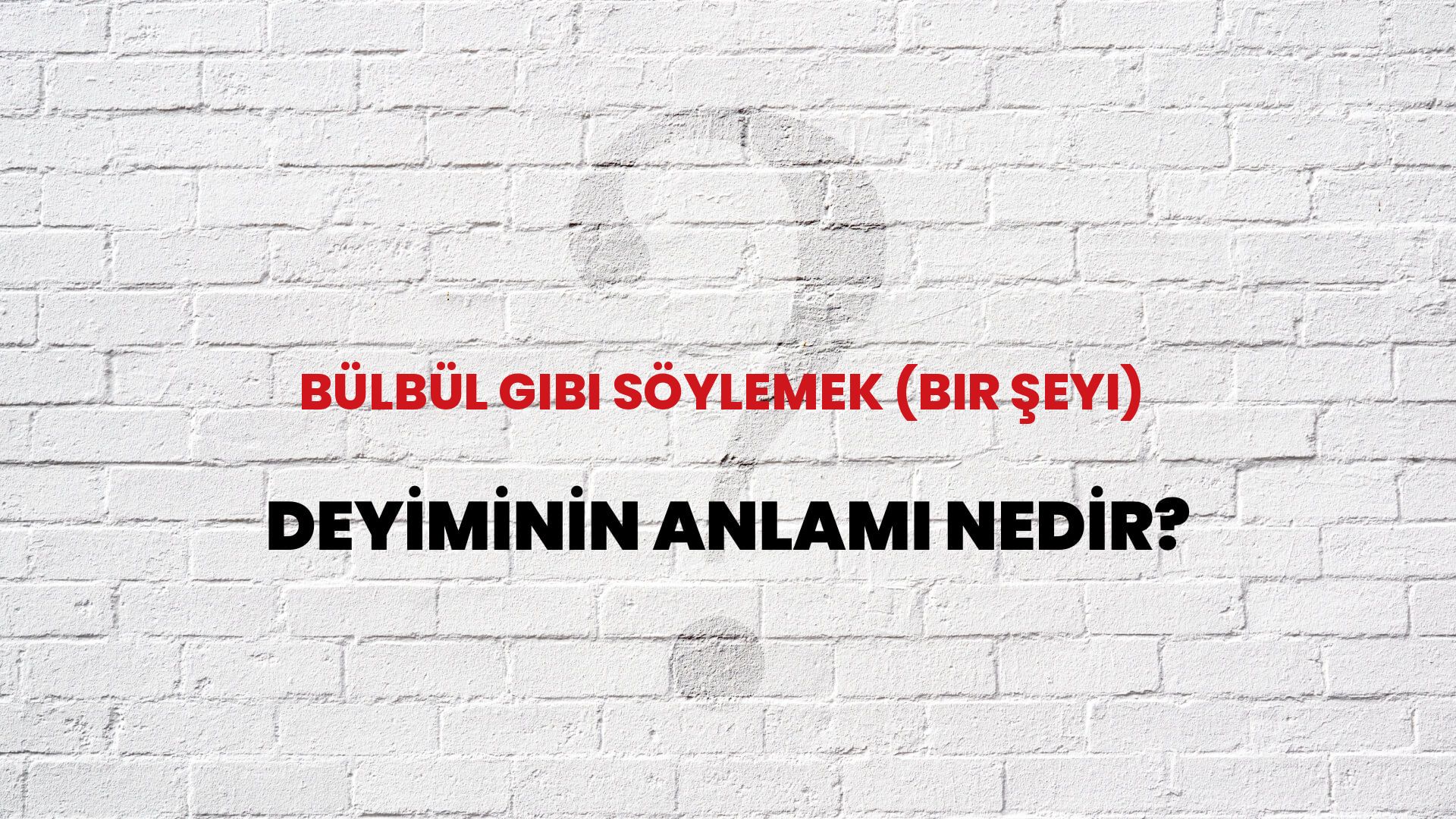 Bülbül Gibi Söylemek (Bir Şeyi) Deyiminin Anlamı Nedir?