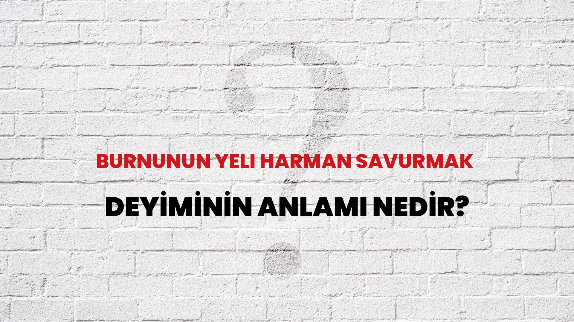 Burnunun Yeli Harman Savurmak Deyiminin Anlamı Nedir?