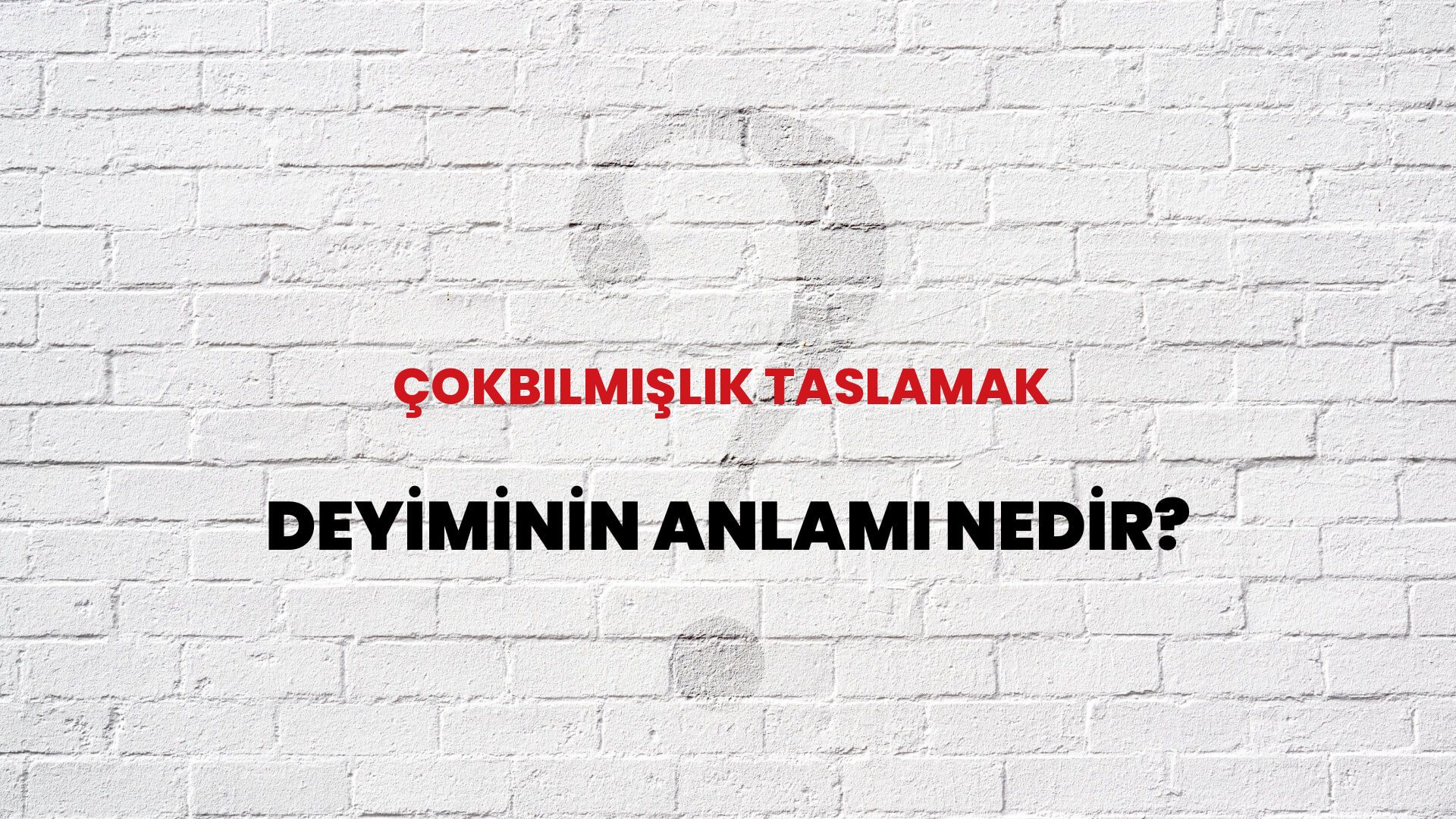 Çokbilmişlik Taslamak Deyiminin Anlamı Nedir?