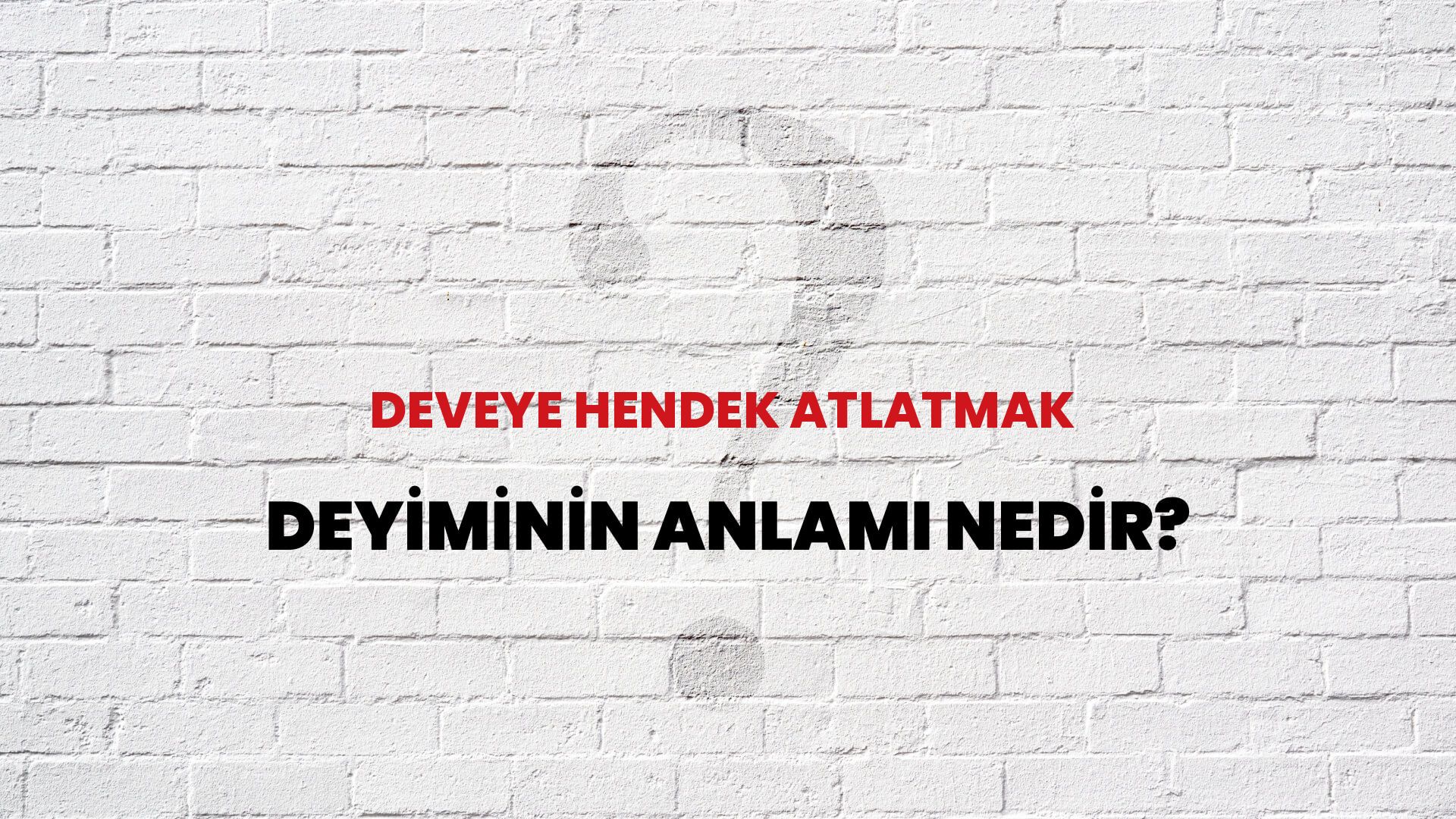 Deveye Hendek Atlatmak Deyiminin Anlamı Nedir?