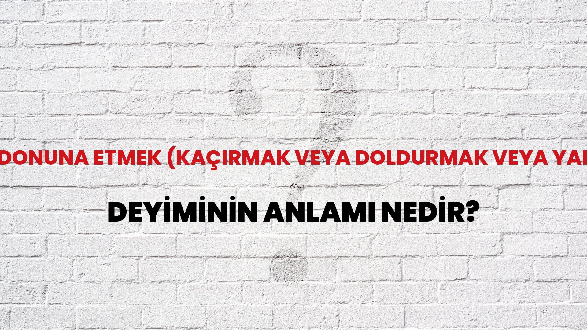 Donuna Etmek (Kaçırmak Veya Doldurmak Veya Yapmak) Deyiminin Anlamı Nedir?