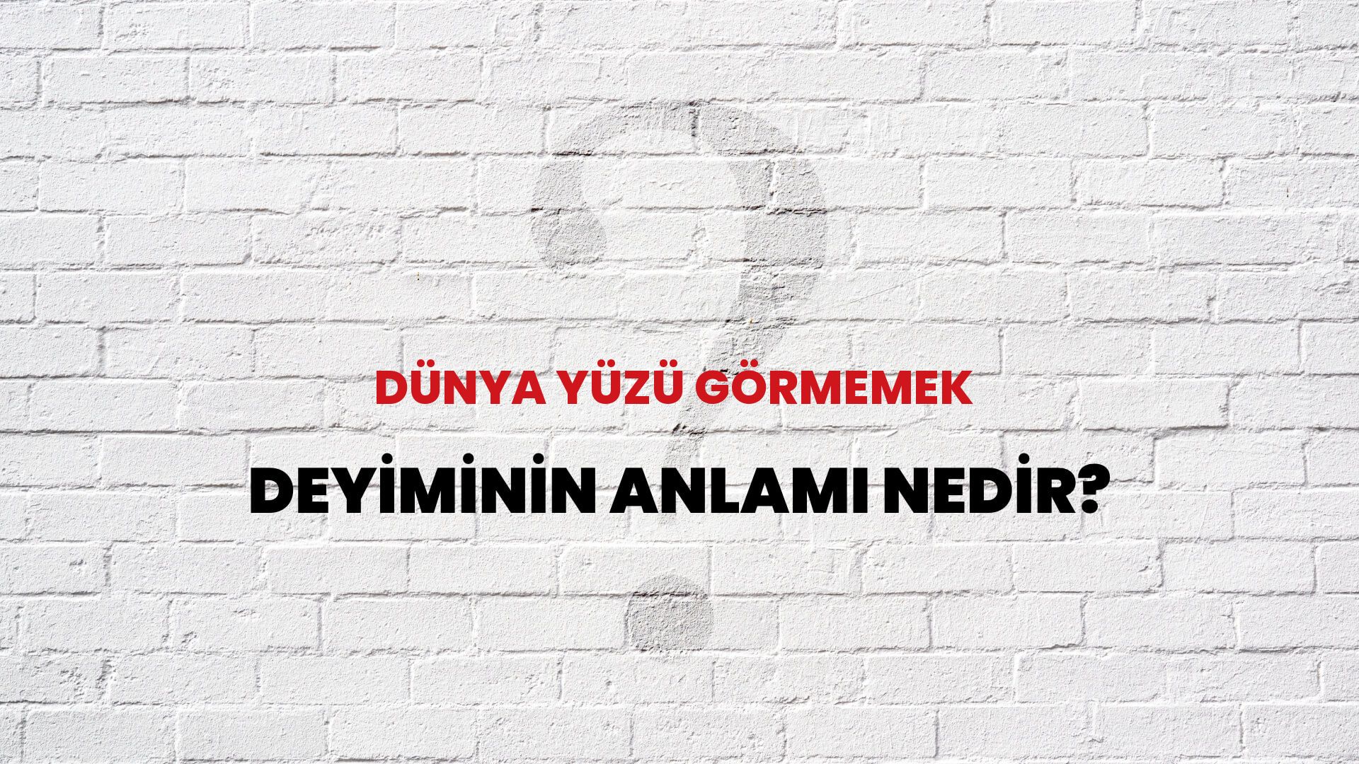 Dünya Yüzü Görmemek Deyiminin Anlamı Nedir?