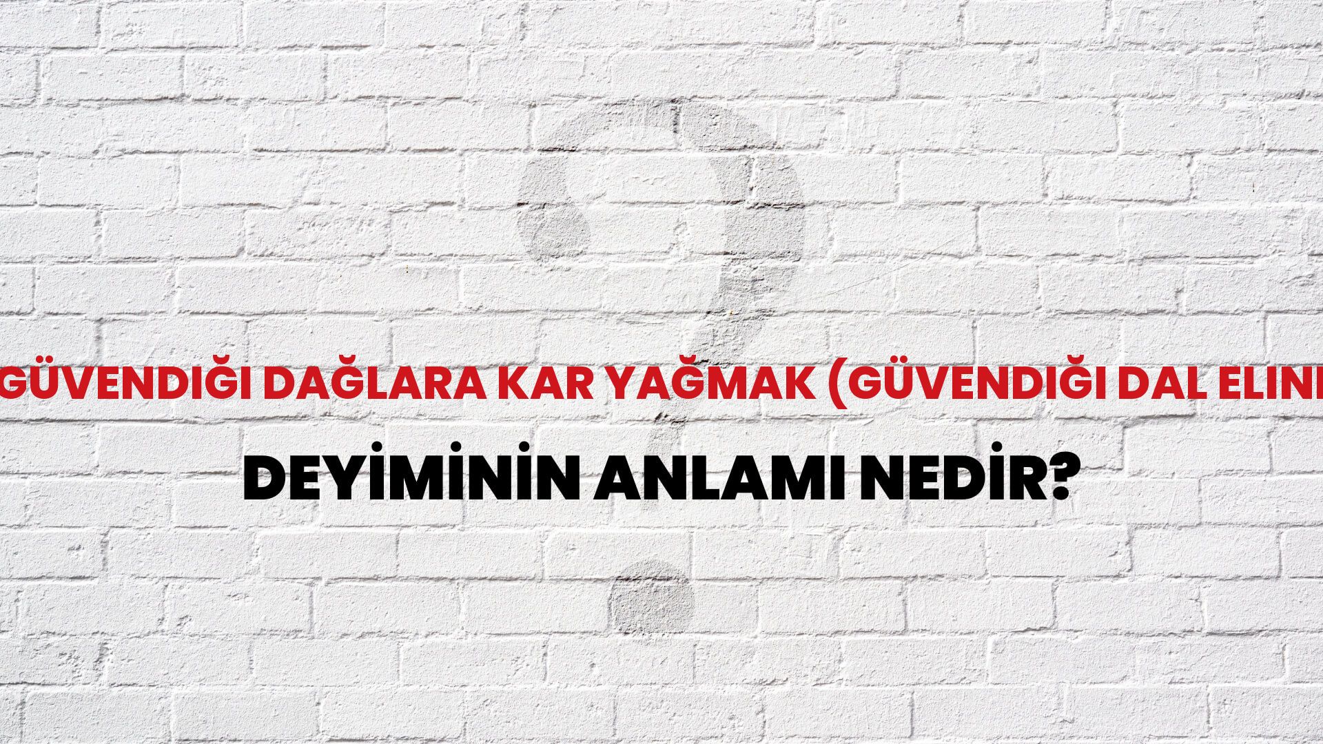 Güvendiği Dağlara Kar Yağmak (Güvendiği Dal Elinde Kalmak) Deyiminin Anlamı Nedir?