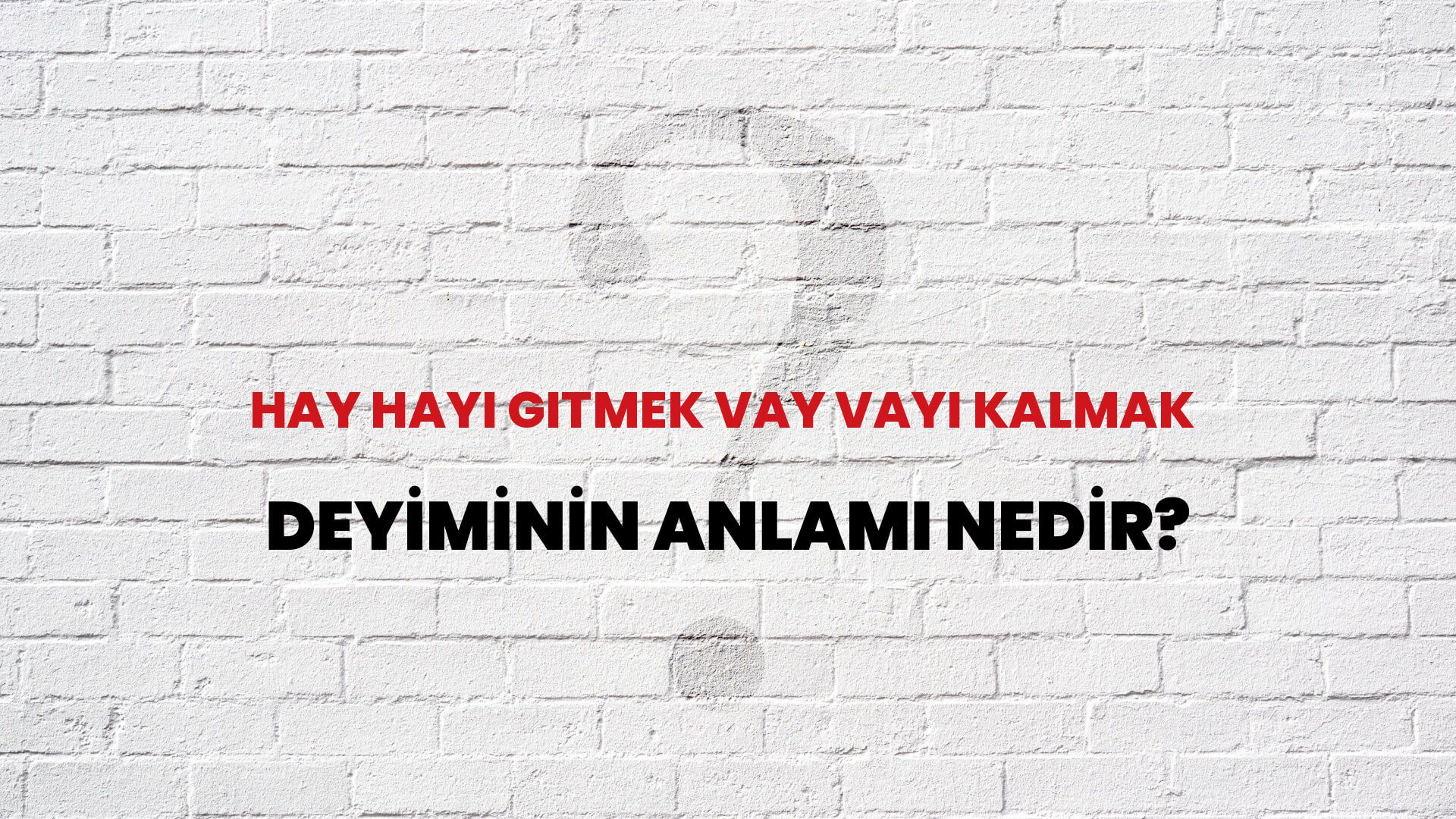 Hay Hayı Gitmek Vay Vayı Kalmak Deyiminin Anlamı Nedir?