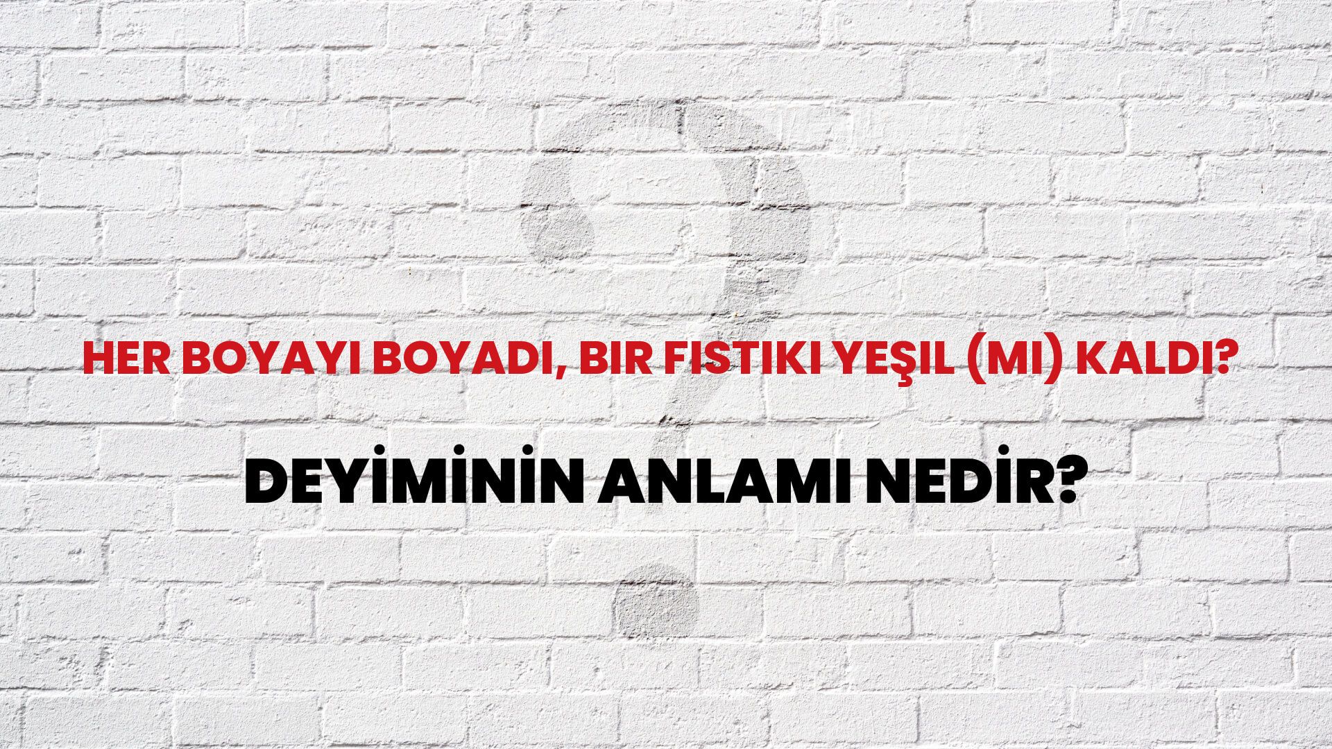 Her Boyayı Boyadı, Bir Fıstıki Yeşil (Mi) Kaldı? Deyiminin Anlamı Nedir?