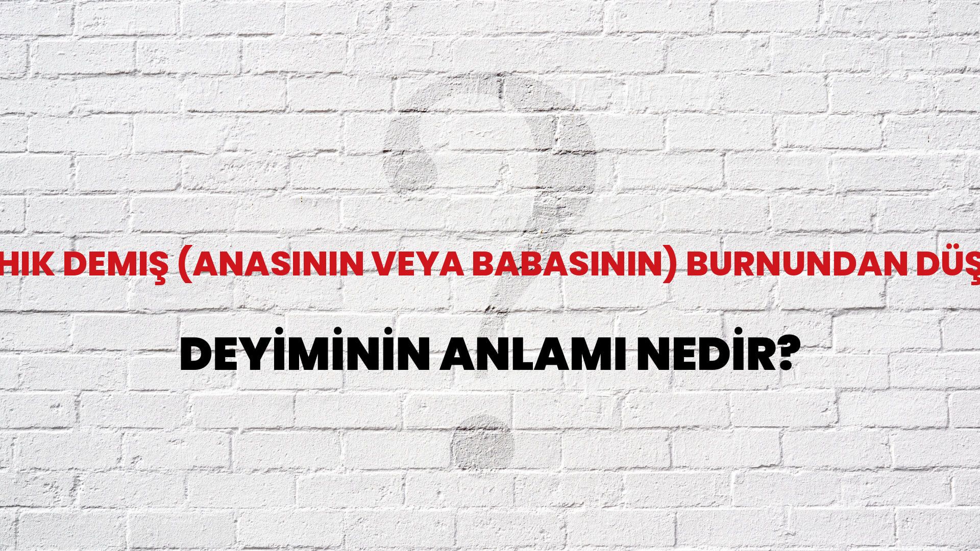 Hık Demiş (Anasının Veya Babasının) Burnundan Düşmüş Deyiminin Anlamı Nedir?