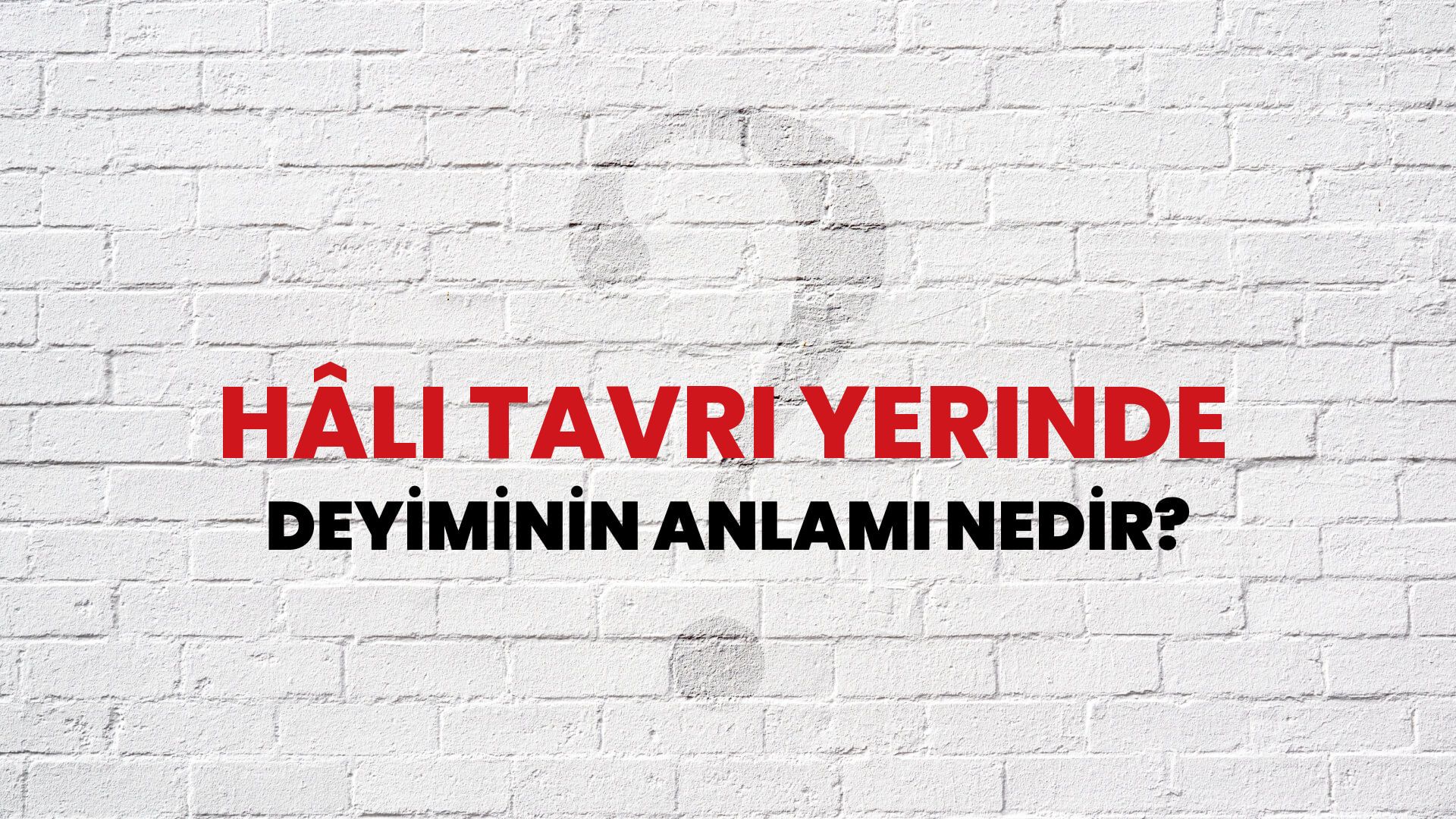 Hâli Tavrı Yerinde Deyiminin Anlamı Nedir?
