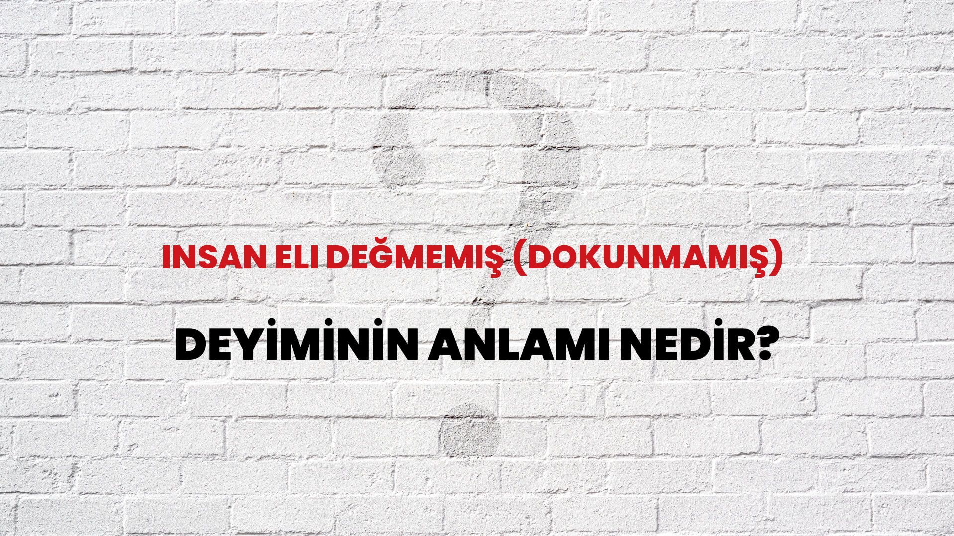 İnsan Eli Değmemiş (Dokunmamış) Deyiminin Anlamı Nedir?