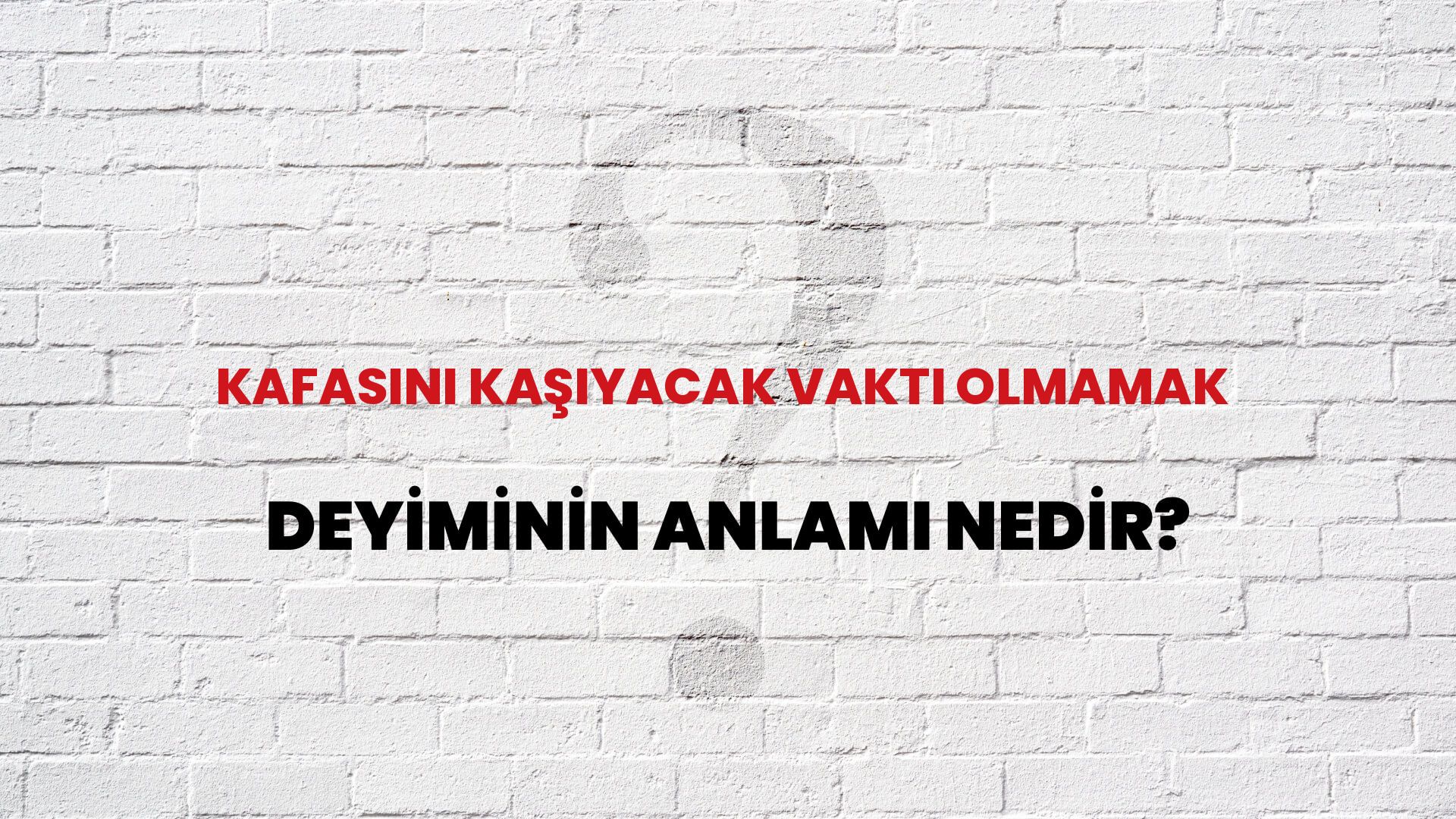 Kafasını Kaşıyacak Vakti Olmamak Deyiminin Anlamı Nedir?