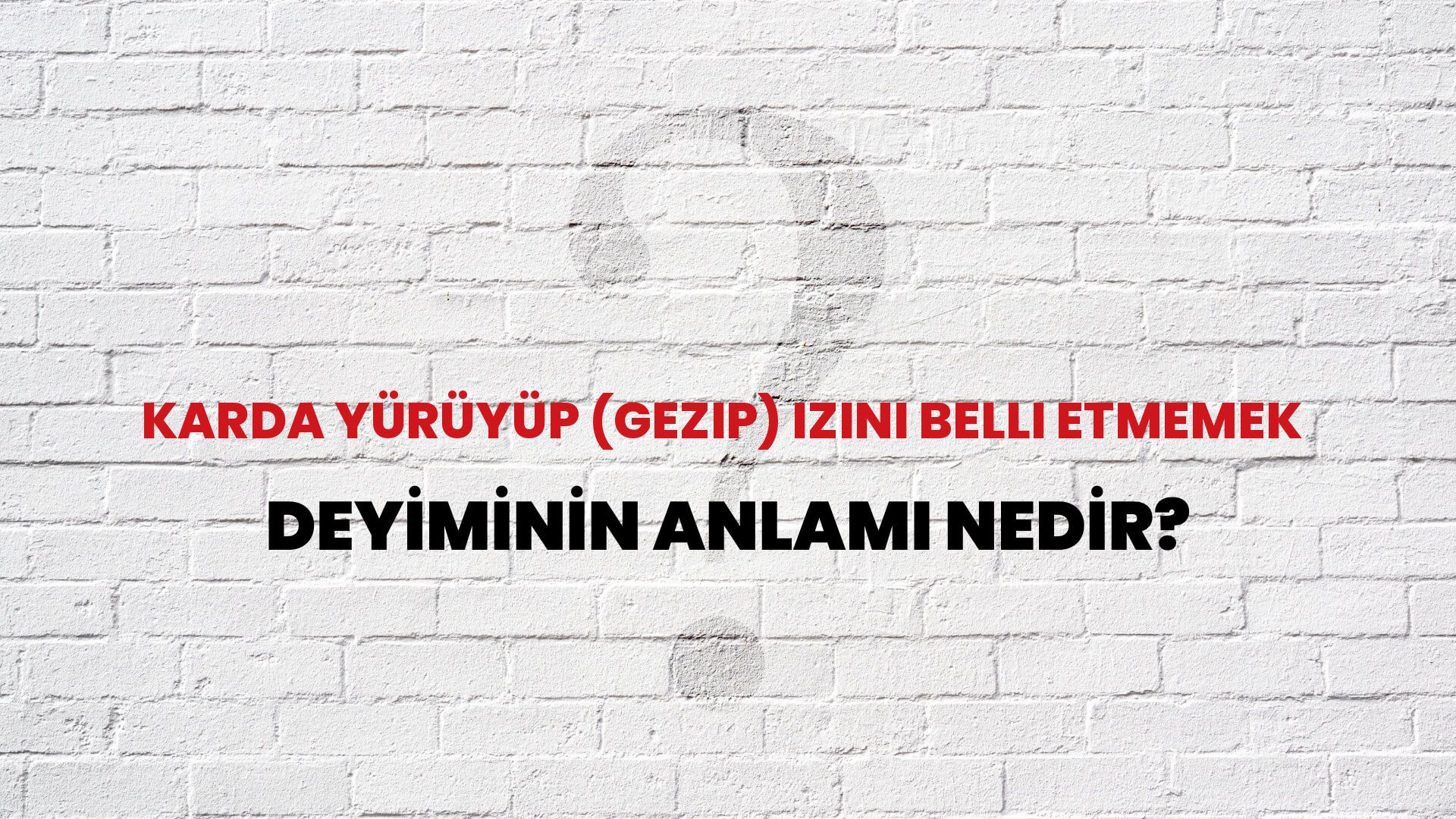 Karda Yürüyüp (Gezip) Izini Belli Etmemek Deyiminin Anlamı Nedir?