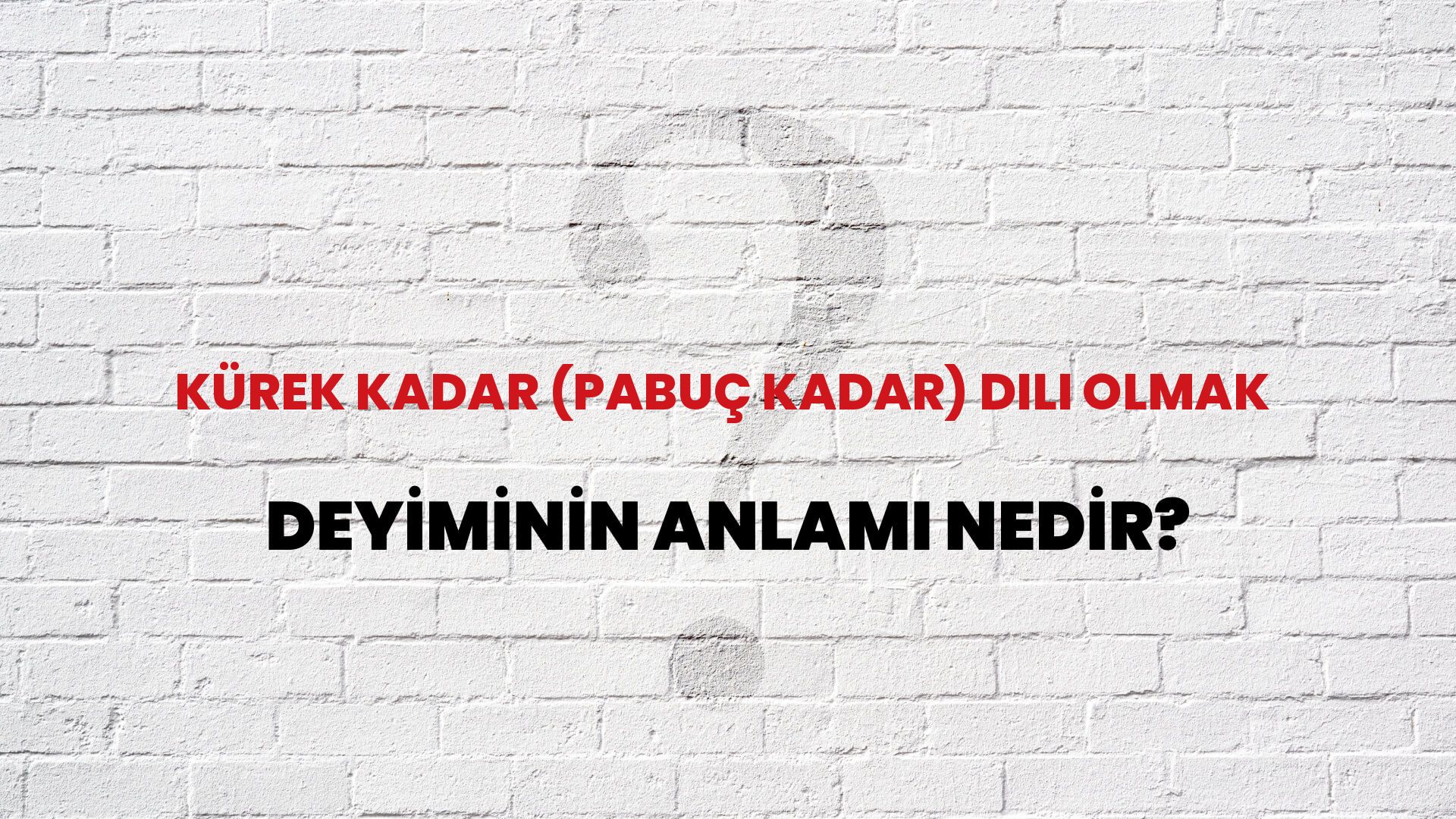 Kürek Kadar (Pabuç Kadar) Dili Olmak Deyiminin Anlamı Nedir?