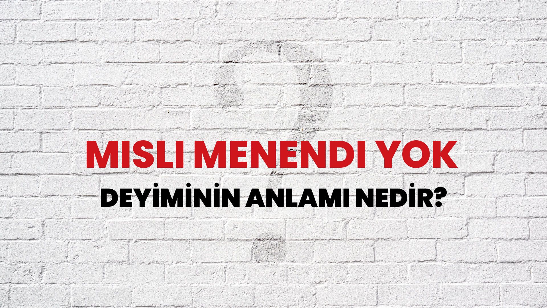 Misli Menendi Yok Deyiminin Anlamı Nedir?