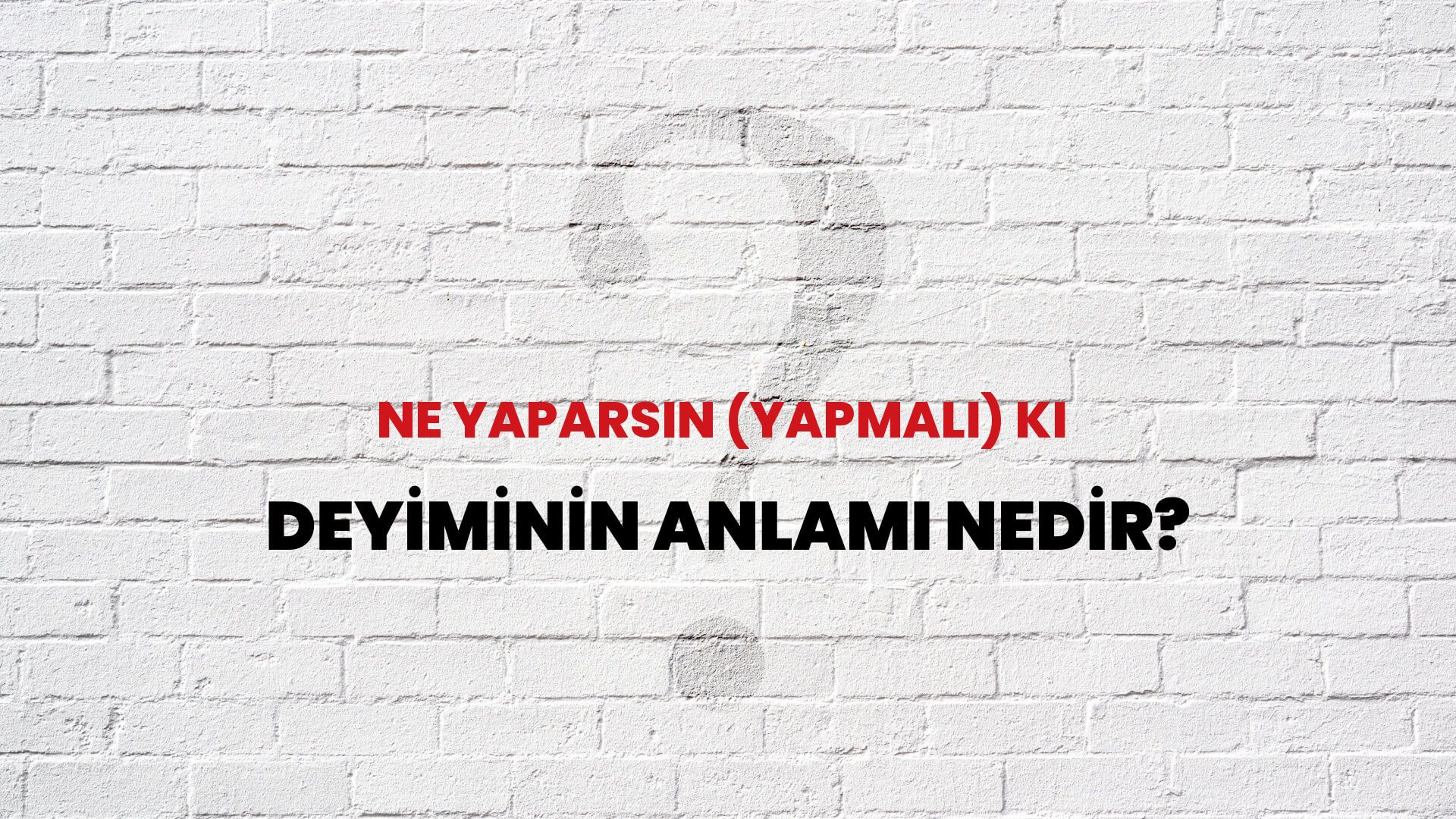 Ne Yaparsın (Yapmalı) Ki Deyiminin Anlamı Nedir?