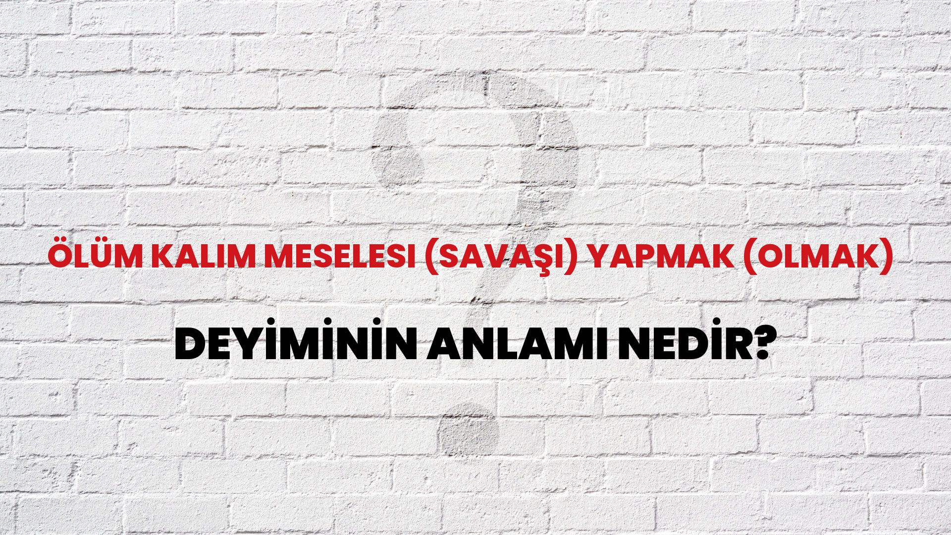Ölüm Kalım Meselesi (Savaşı) Yapmak (Olmak) Deyiminin Anlamı Nedir?
