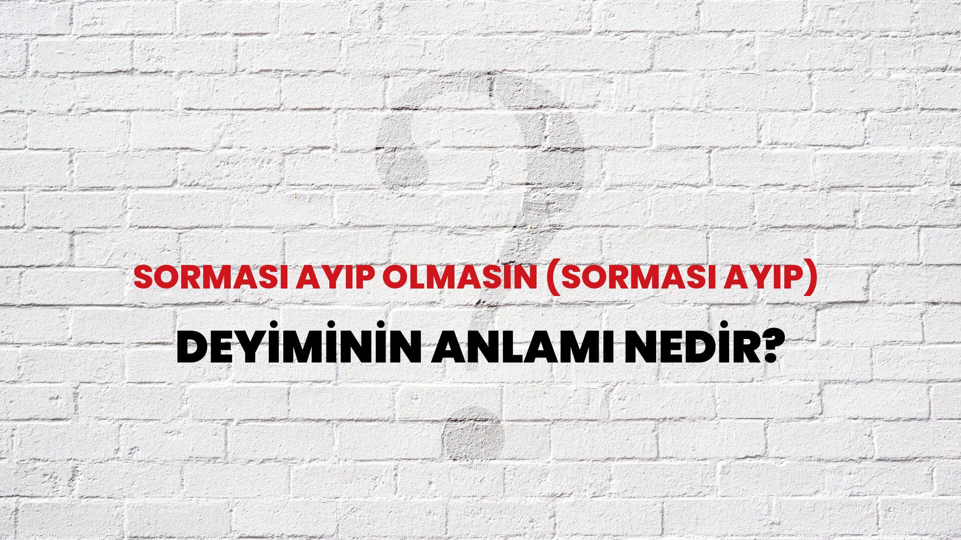 Sorması Ayıp Olmasın (Sorması Ayıp) Deyiminin Anlamı Nedir?