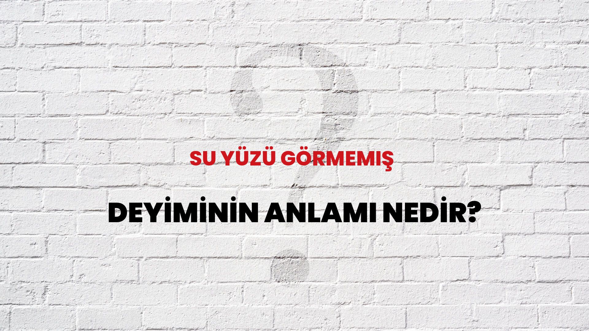 Su Yüzü Görmemiş Deyiminin Anlamı Nedir?