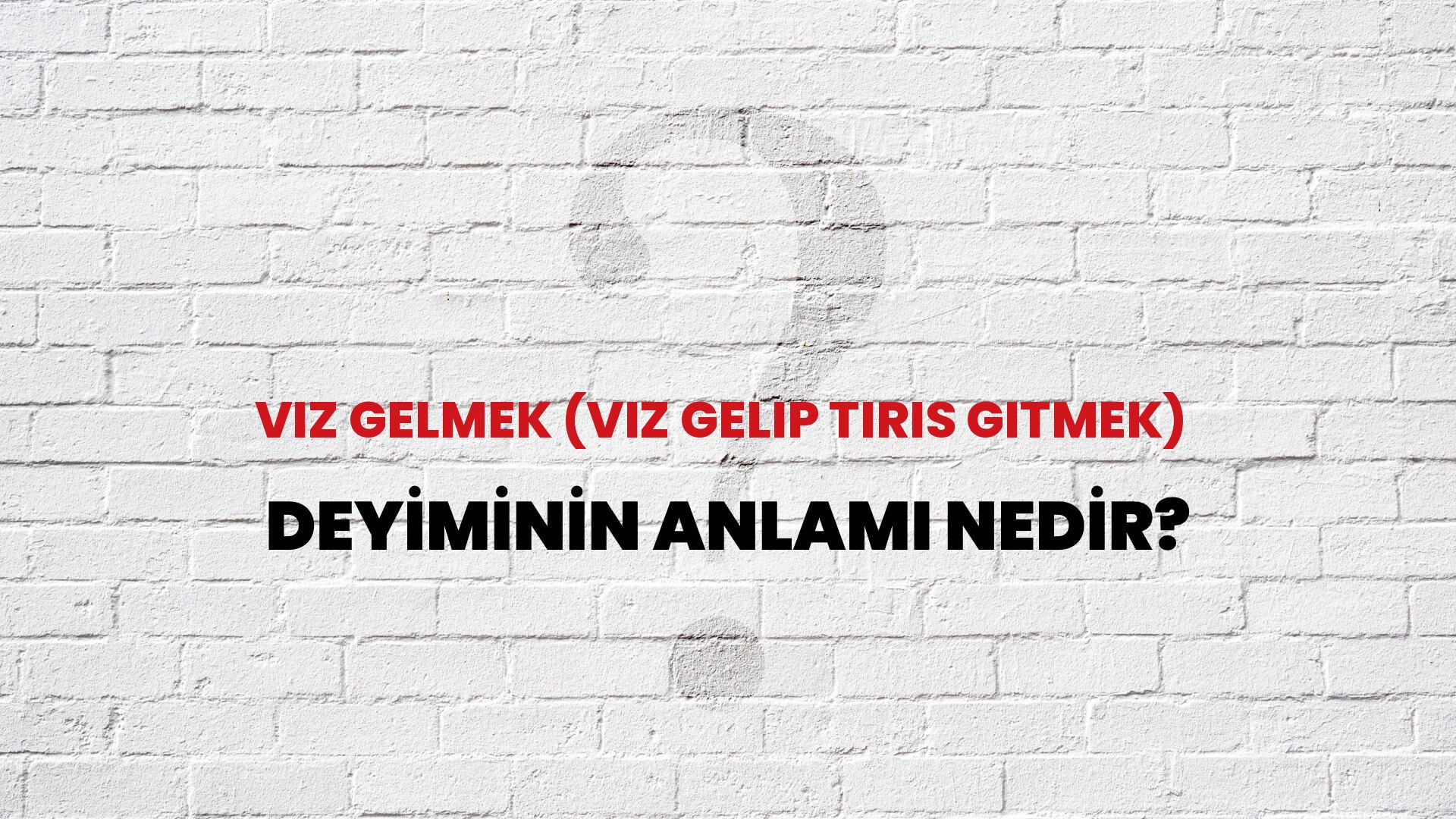 Vız Gelmek (Vız Gelip Tırıs Gitmek) Deyiminin Anlamı Nedir?