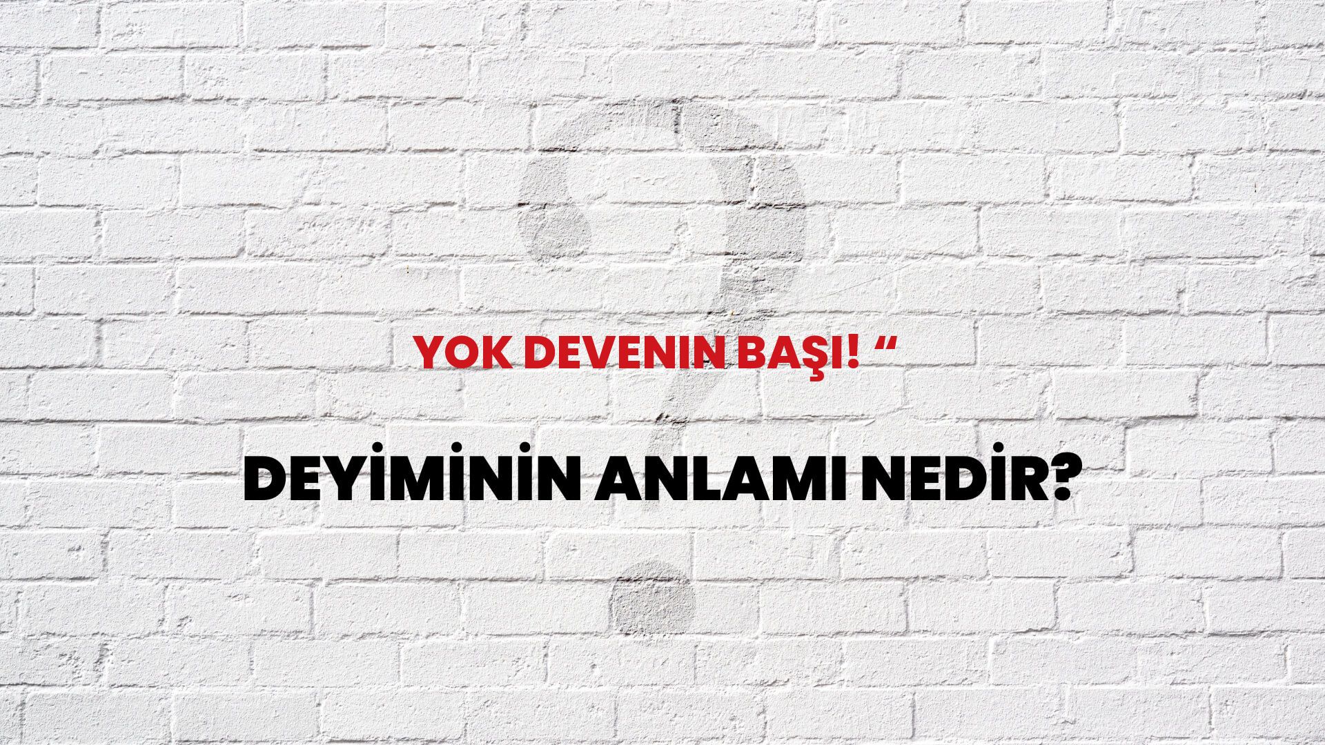 Yok Devenin Başı! “ Deyiminin Anlamı Nedir?