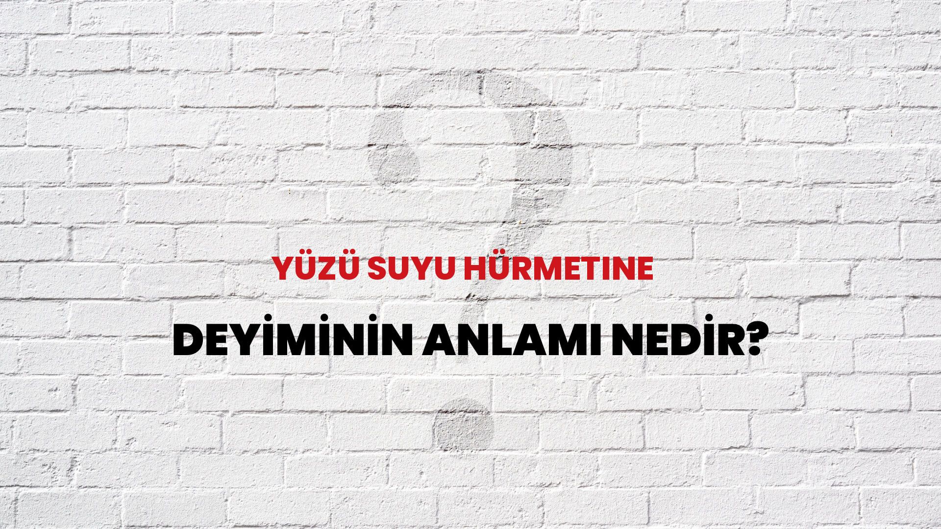 Yüzü Suyu Hürmetine Deyiminin Anlamı Nedir?