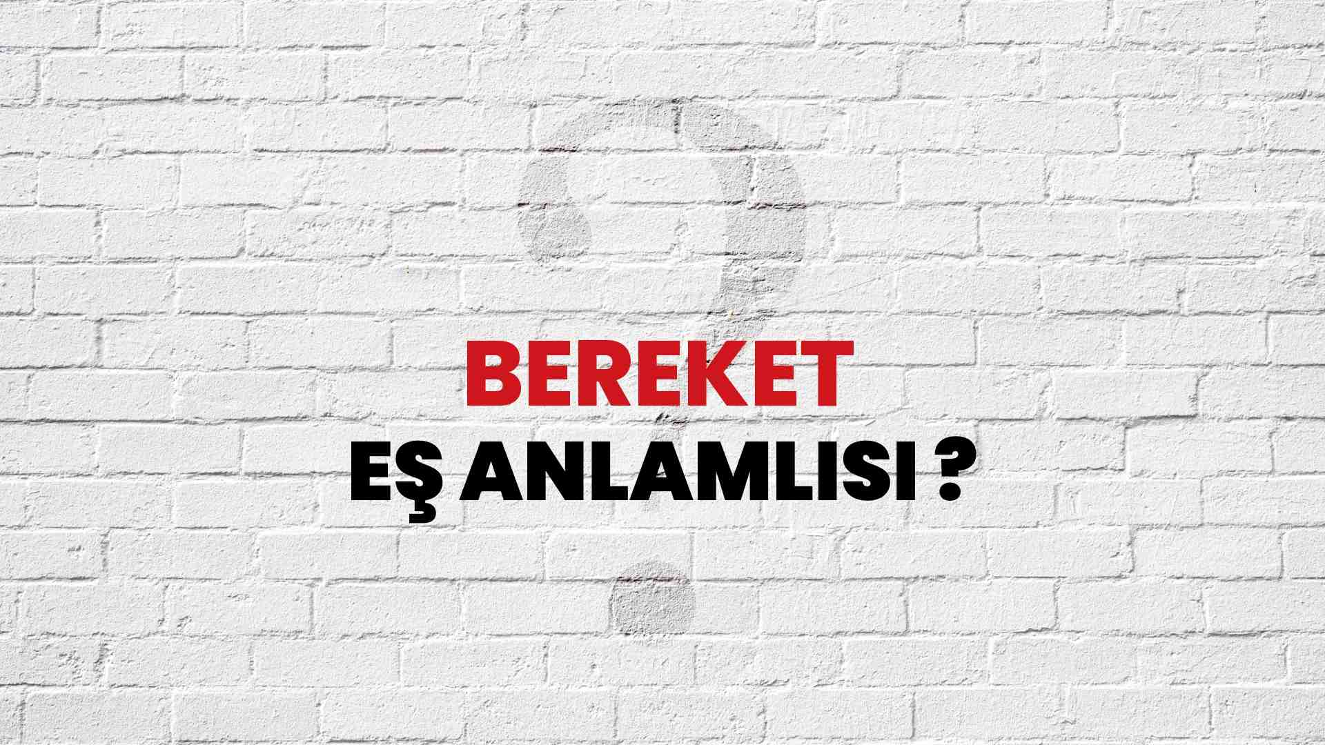 Bereket kelimesi eş anlamlısı nedir?