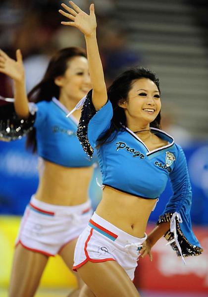 Asian young outdoor cheerleaders