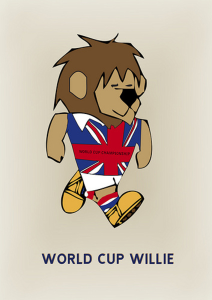 İngiltere 1966 için tasarlanan ''World Cup Willie'', kupa tarihinin ilk maskotu oldu. Uzun yeleli Willie, İngiltere bayrağından yapılmış, üzerinde ''Dünya Kupası'' yazan bir forma giyiyordu.
