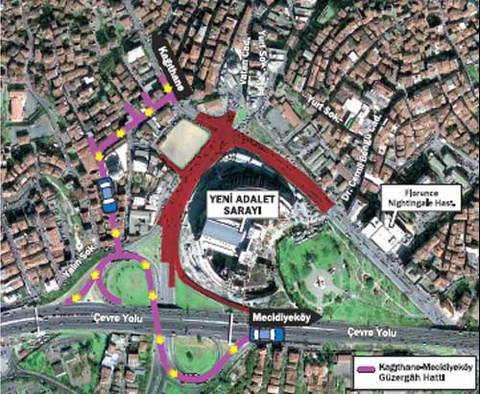 KAĞITHANE'DEN MECİDİYEKÖY'E GİDİŞ - KAĞITHANE yolunun Şevketpaşa Caddesi ile kesişen noktasından sağa dönülüp, Bahçelievler Caddesi ile kesiştiği noktadan sola dönülerek, bu doğrultu üzerindeki Çağlayan Kavşağı'ndan E-5 çevre yoluna çıkılacak. Yapılan yönlendirme ile Mecidiyeköy ve Zincirlikuyu yönüne gidilecek.